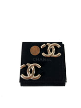 Chanel large CC light gold tone earrings B22