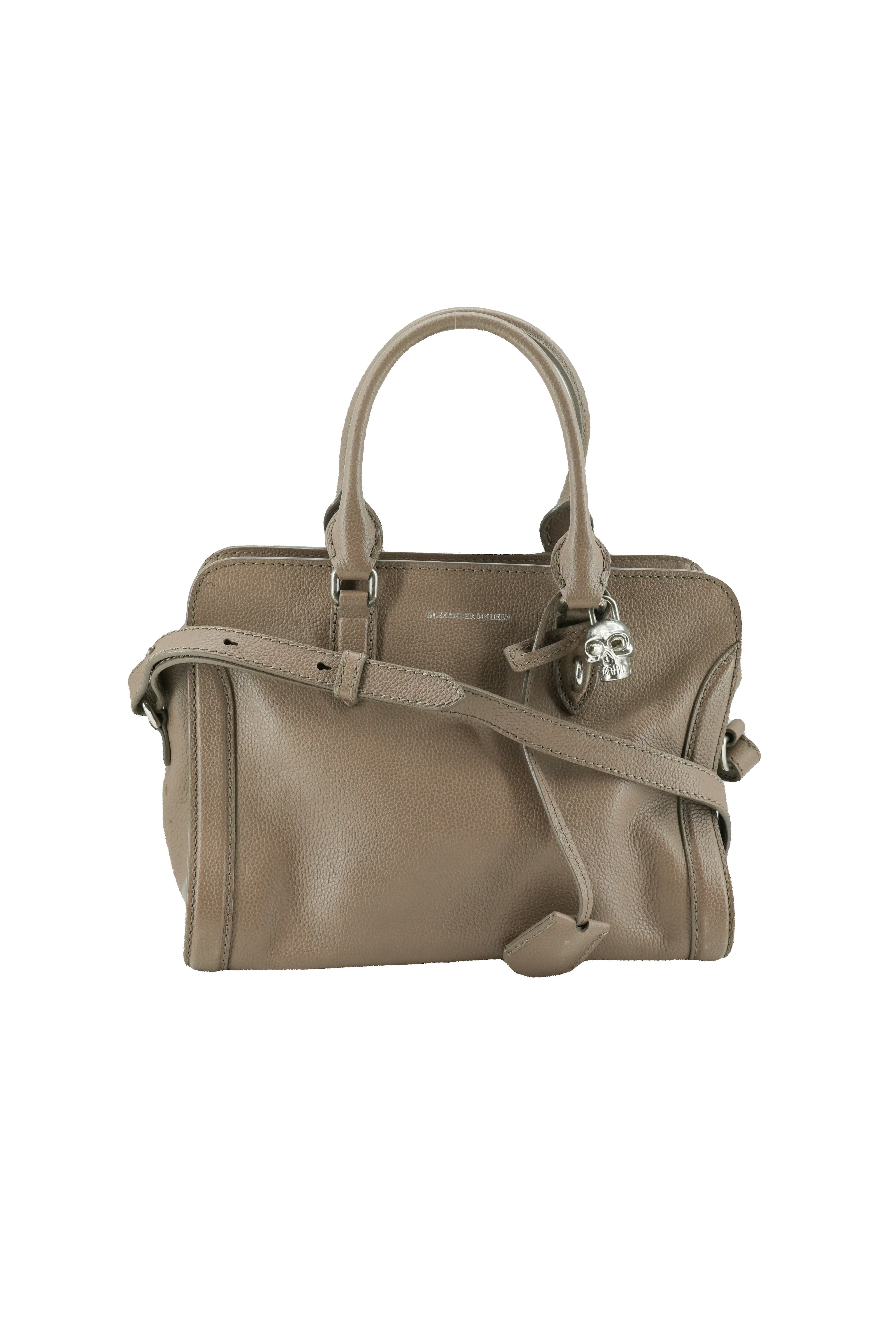 Alexander McQueen taupe small Skull padlock tote