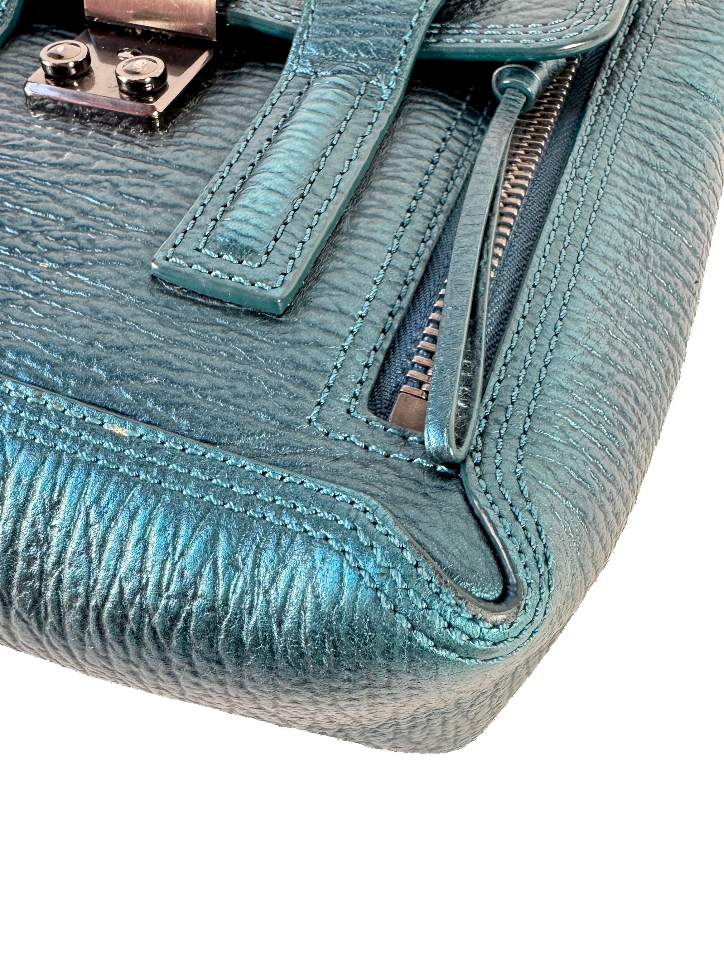 3.1 Phillip Lim teal metallic nano Pashli satchel