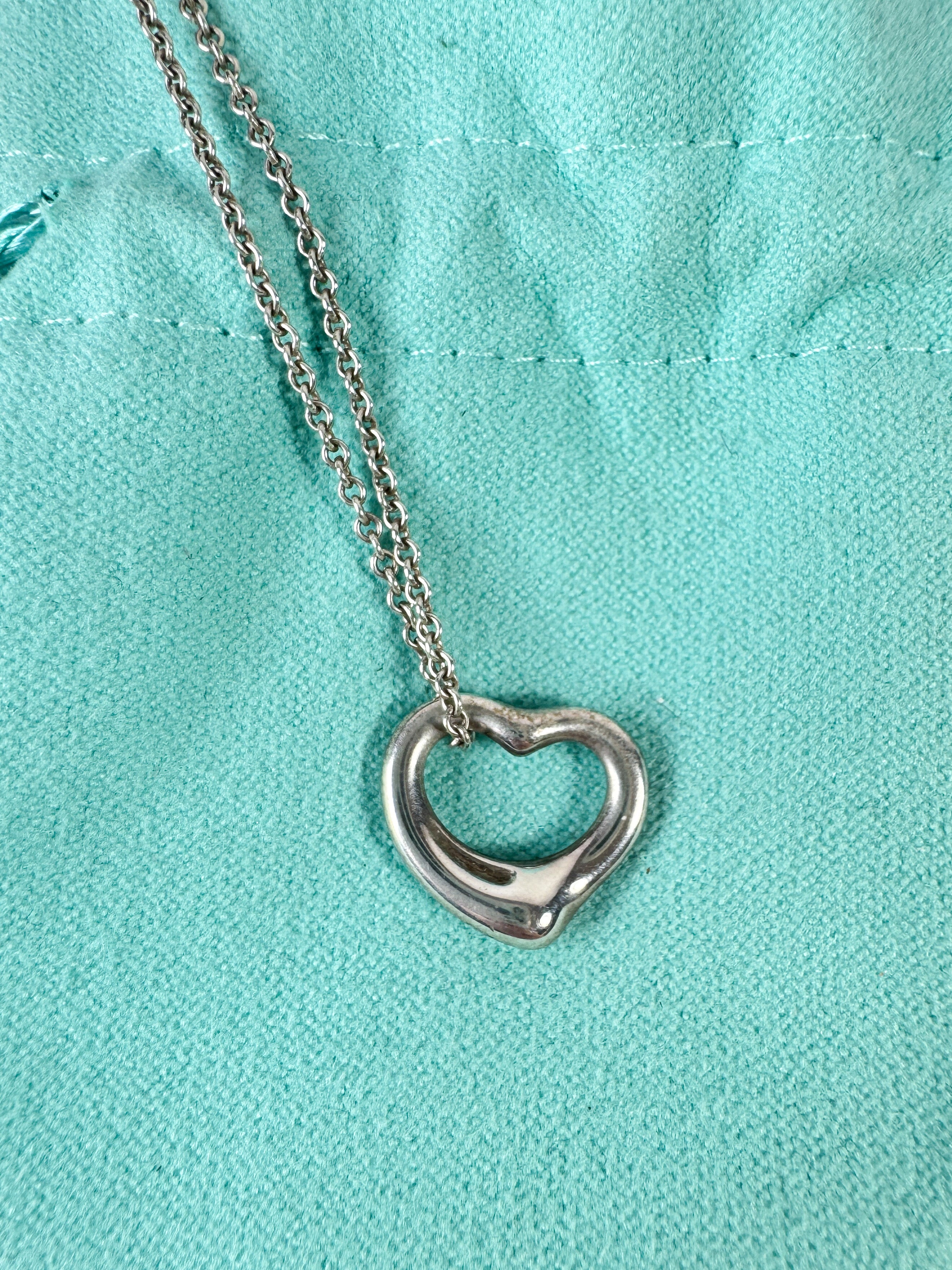 Tiffany & Co Elsa Peretti sterling silver open heart necklace