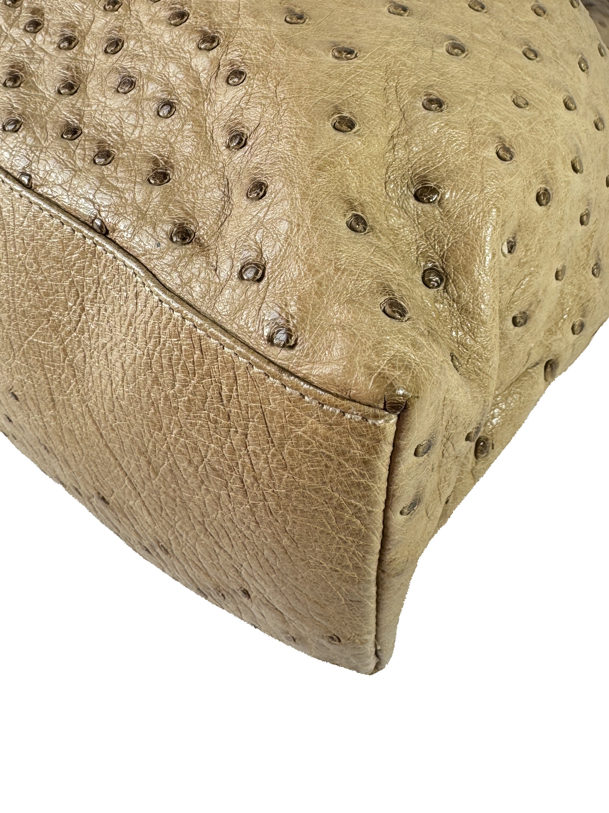 Gucci beige bamboo handle Ostrich vintage bag 204990