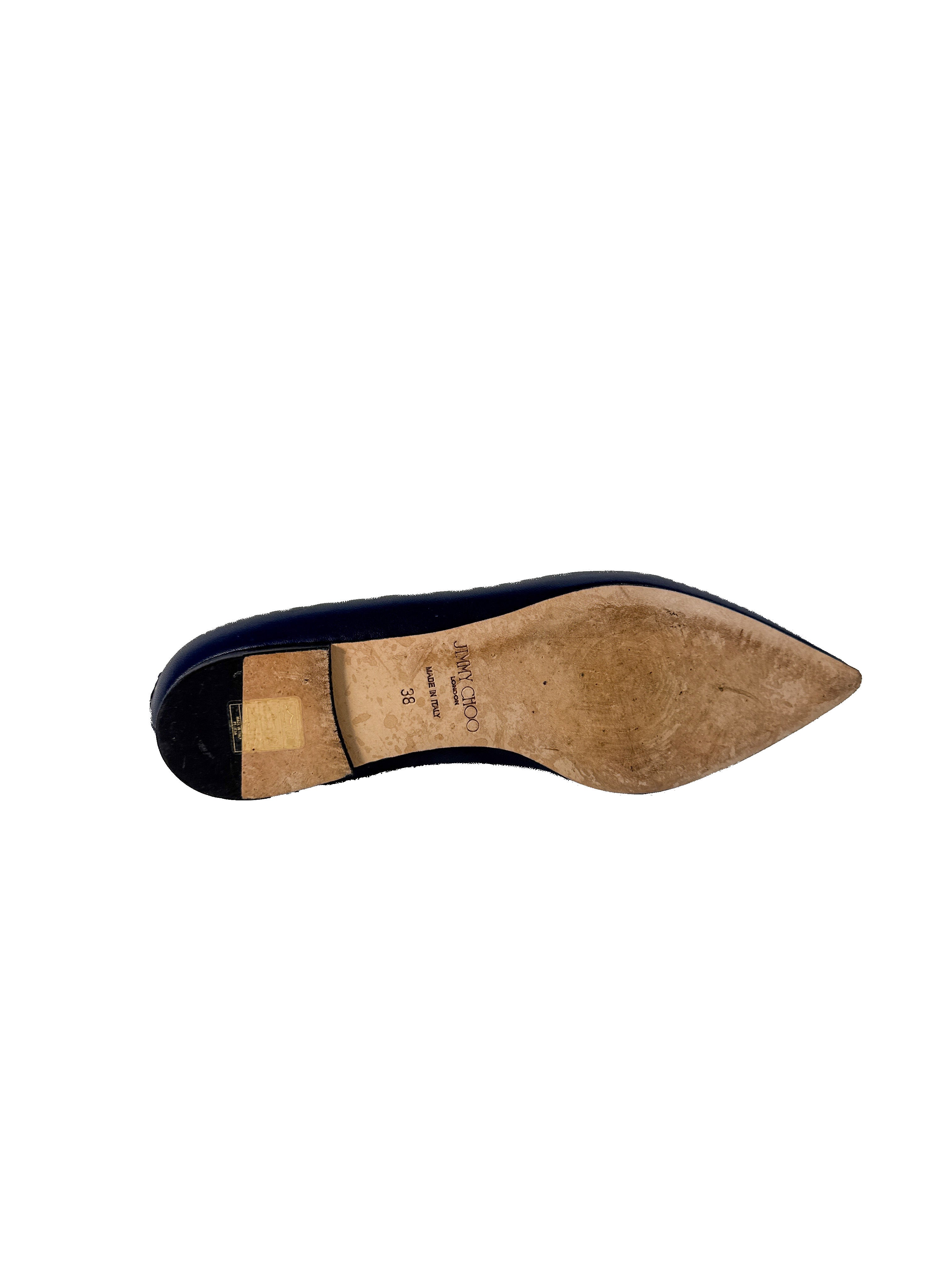 Jimmy Choo navy Genna flats size 38 BOX