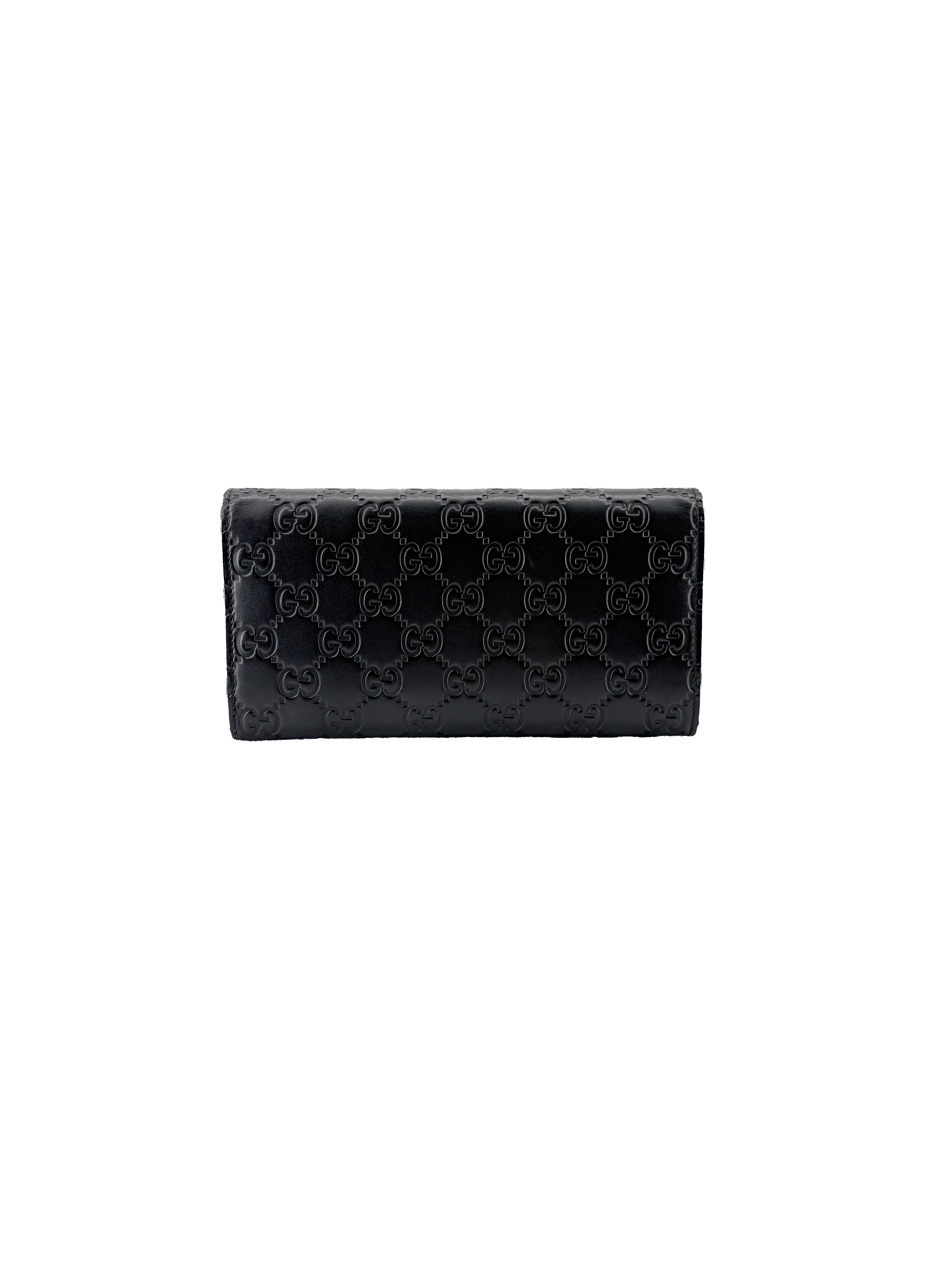 Gucci black Guccissima bow wallet 388679-2149