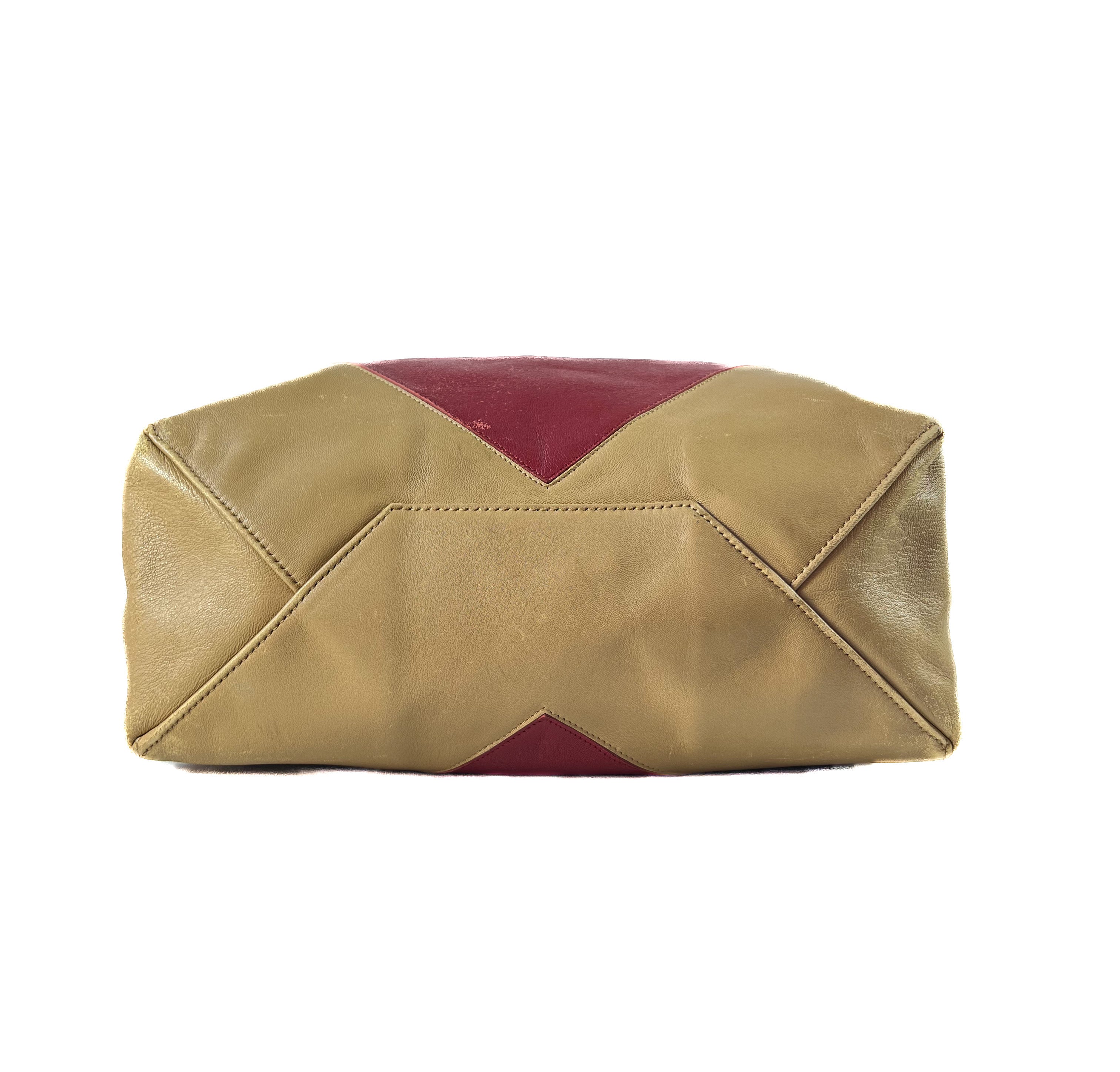 Celine Cabas vertical red/beige leather tote FGA0153