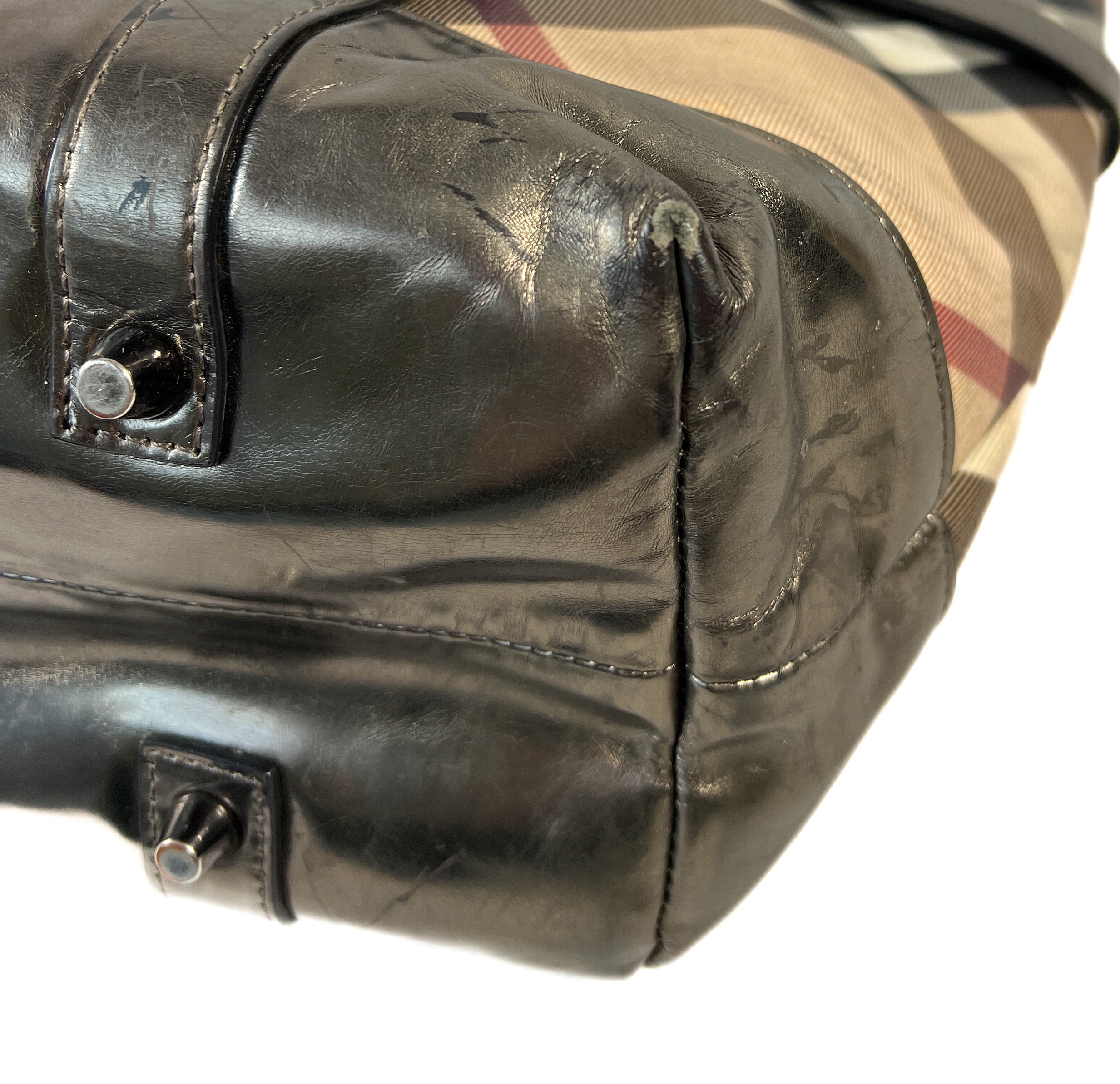 Burberry plaid silver metallic tote **AS IS**