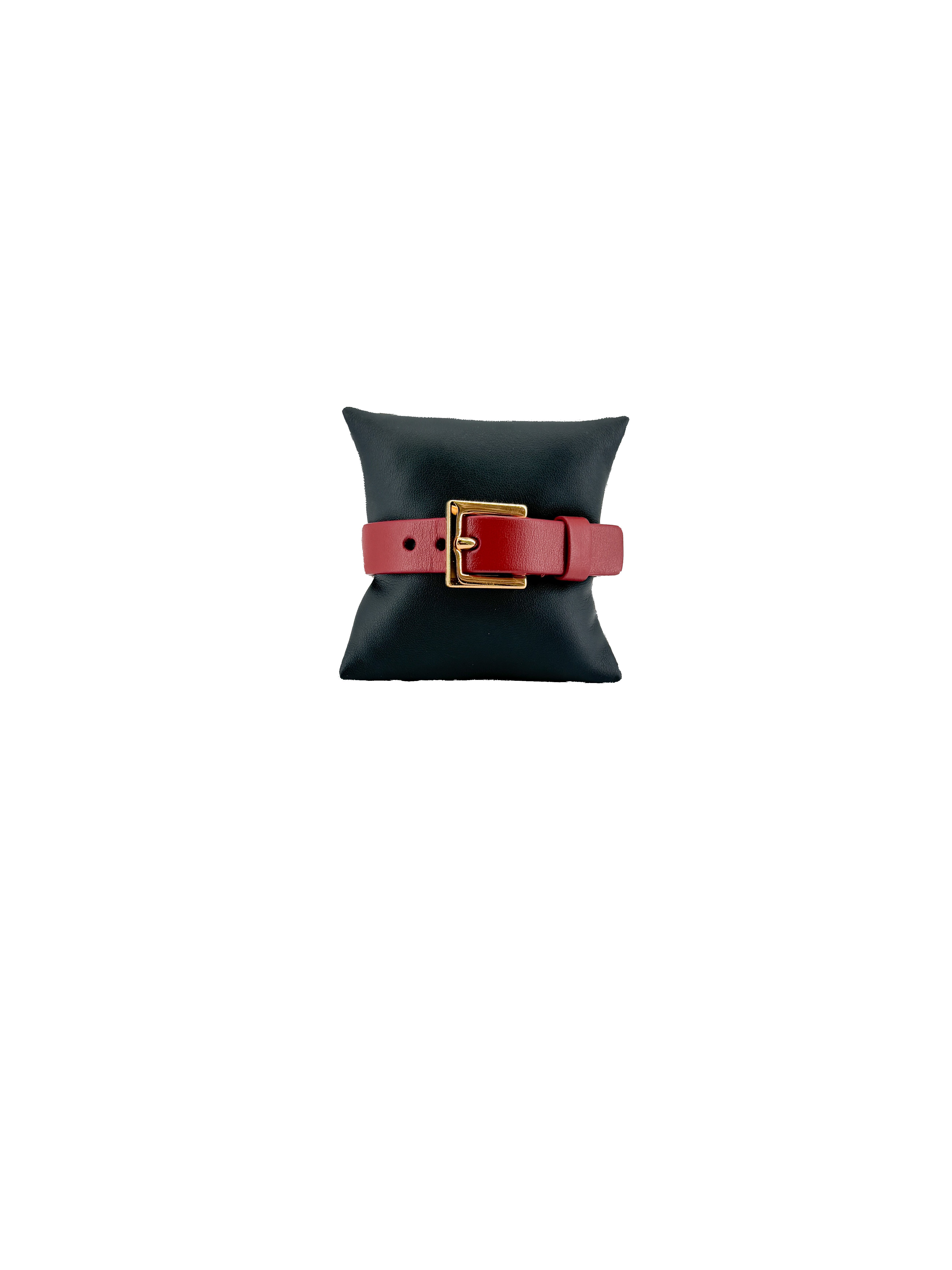 Versace red leather Greca bracelet