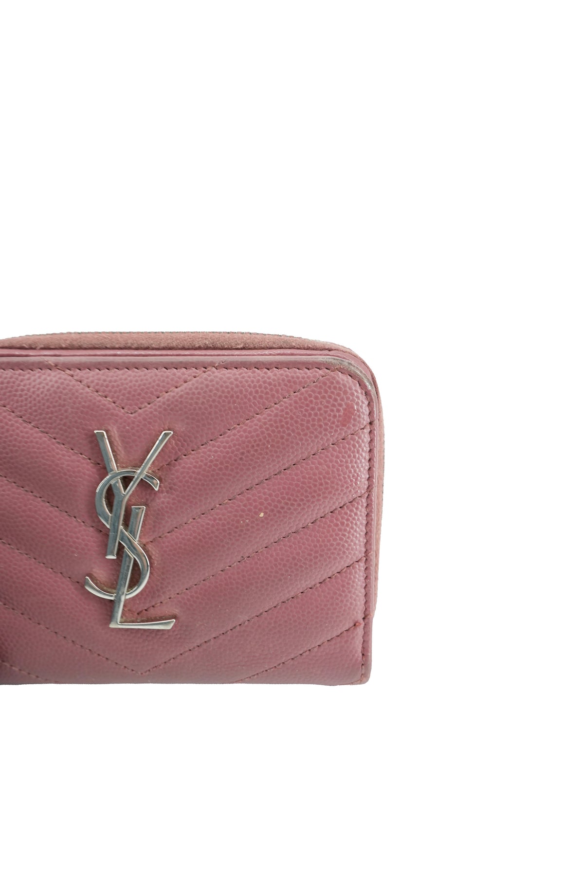 Saint Laurent pink quilted Cassandre compact wallet 0617