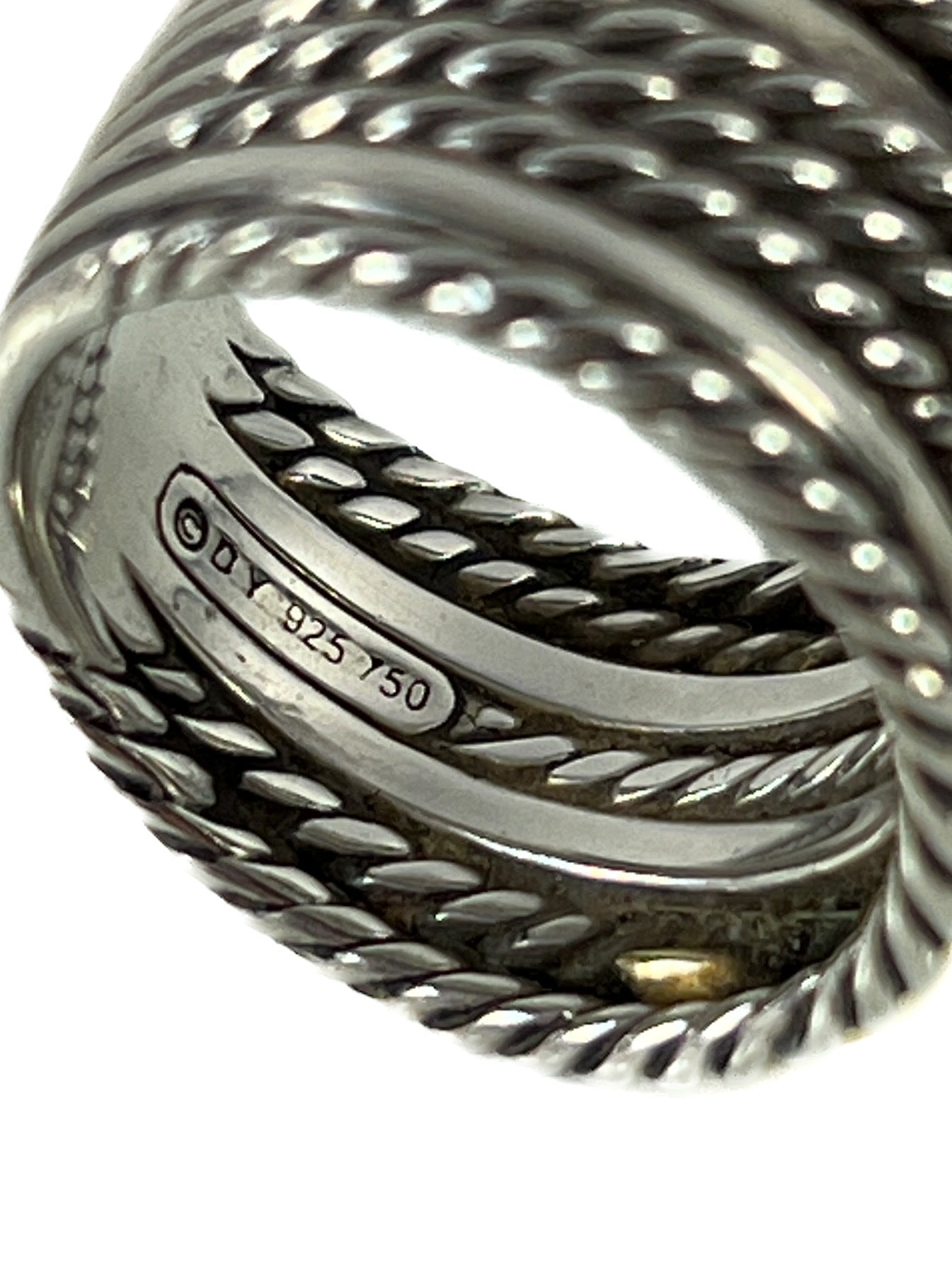 David Yurman sterling silver & gold double x crossover ring retail $450