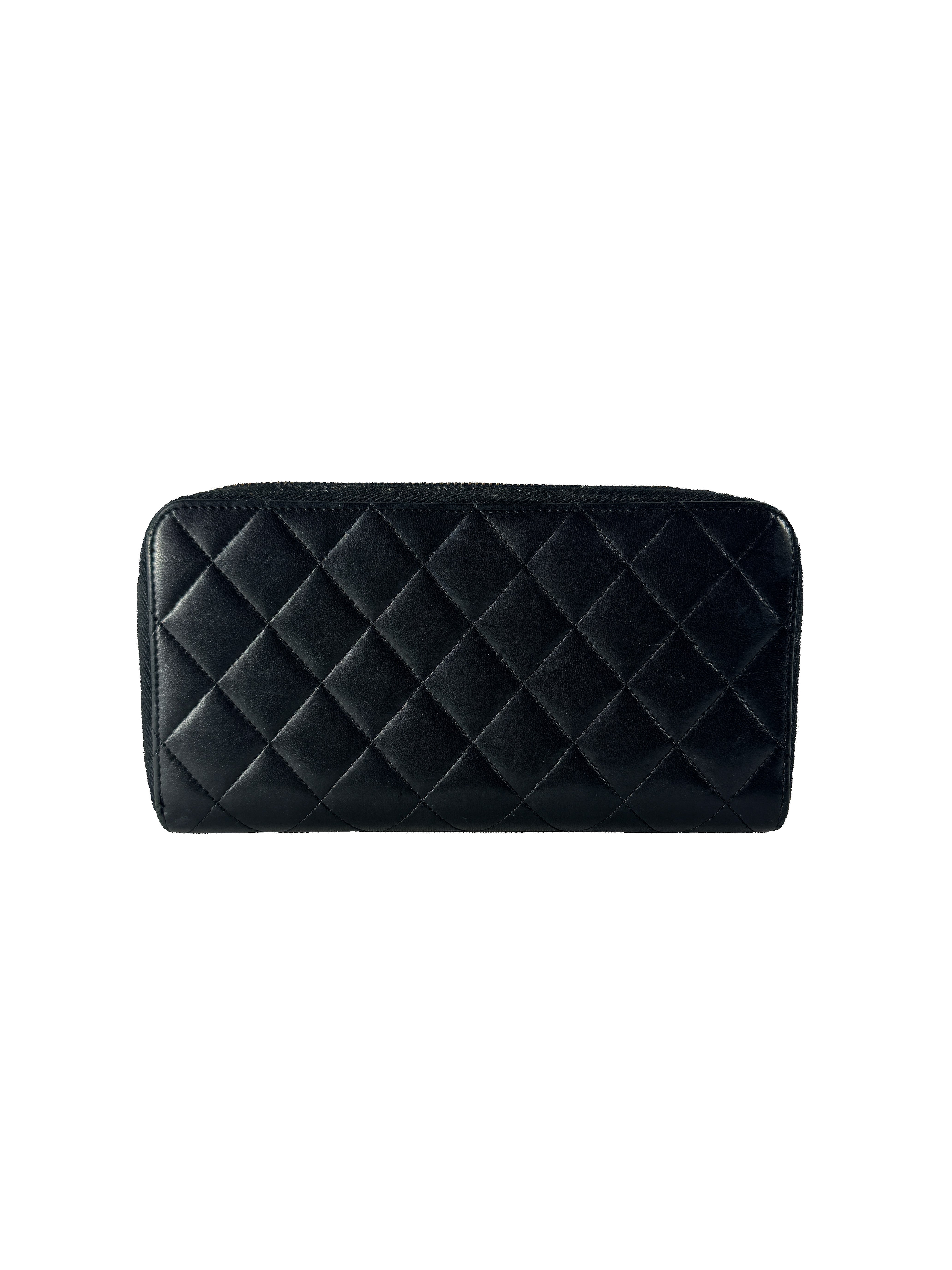 Chanel black lambskin trendy CC zip around wallet 22665885