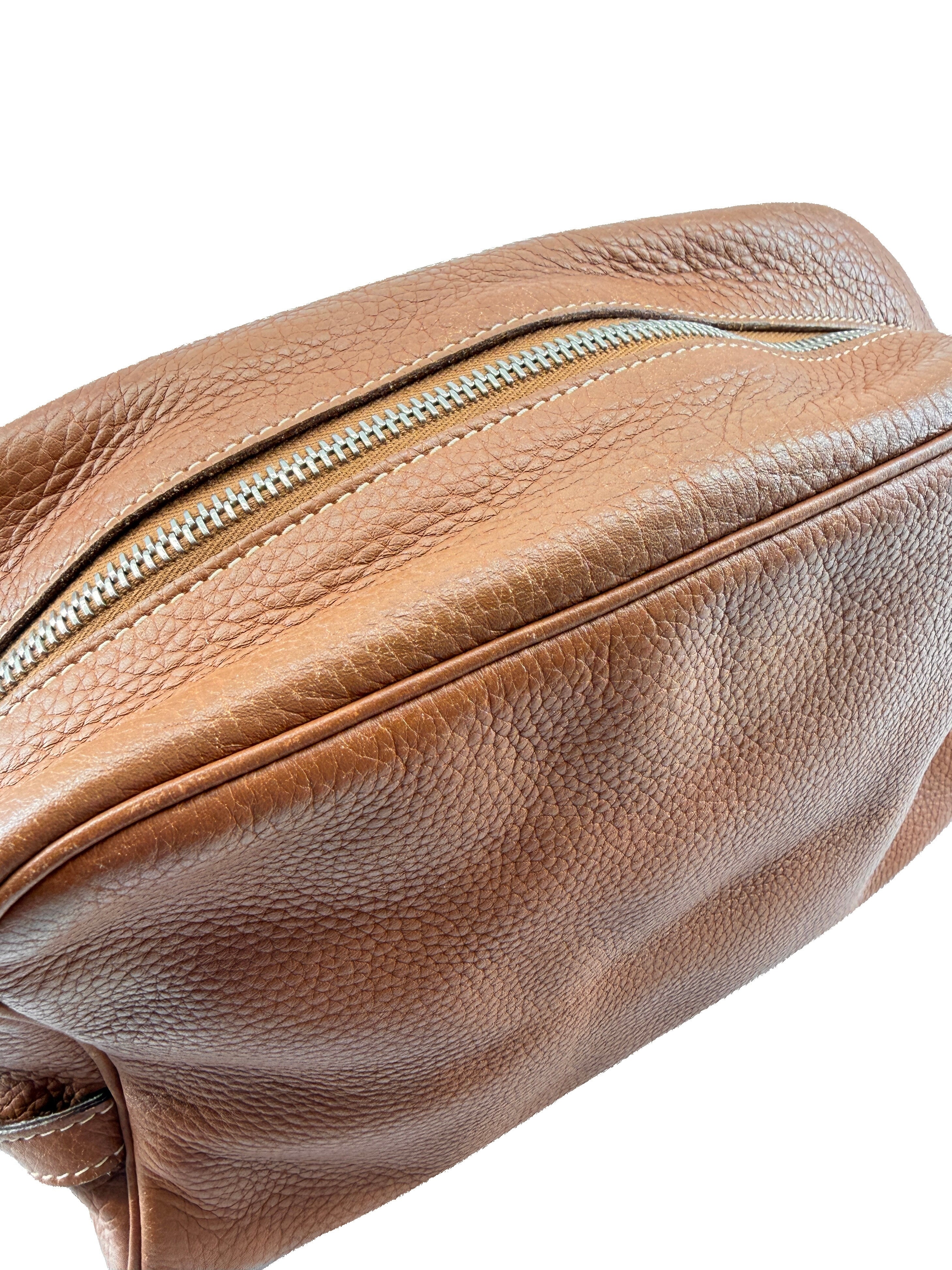 Hermès brown leather Victoria pouch square L