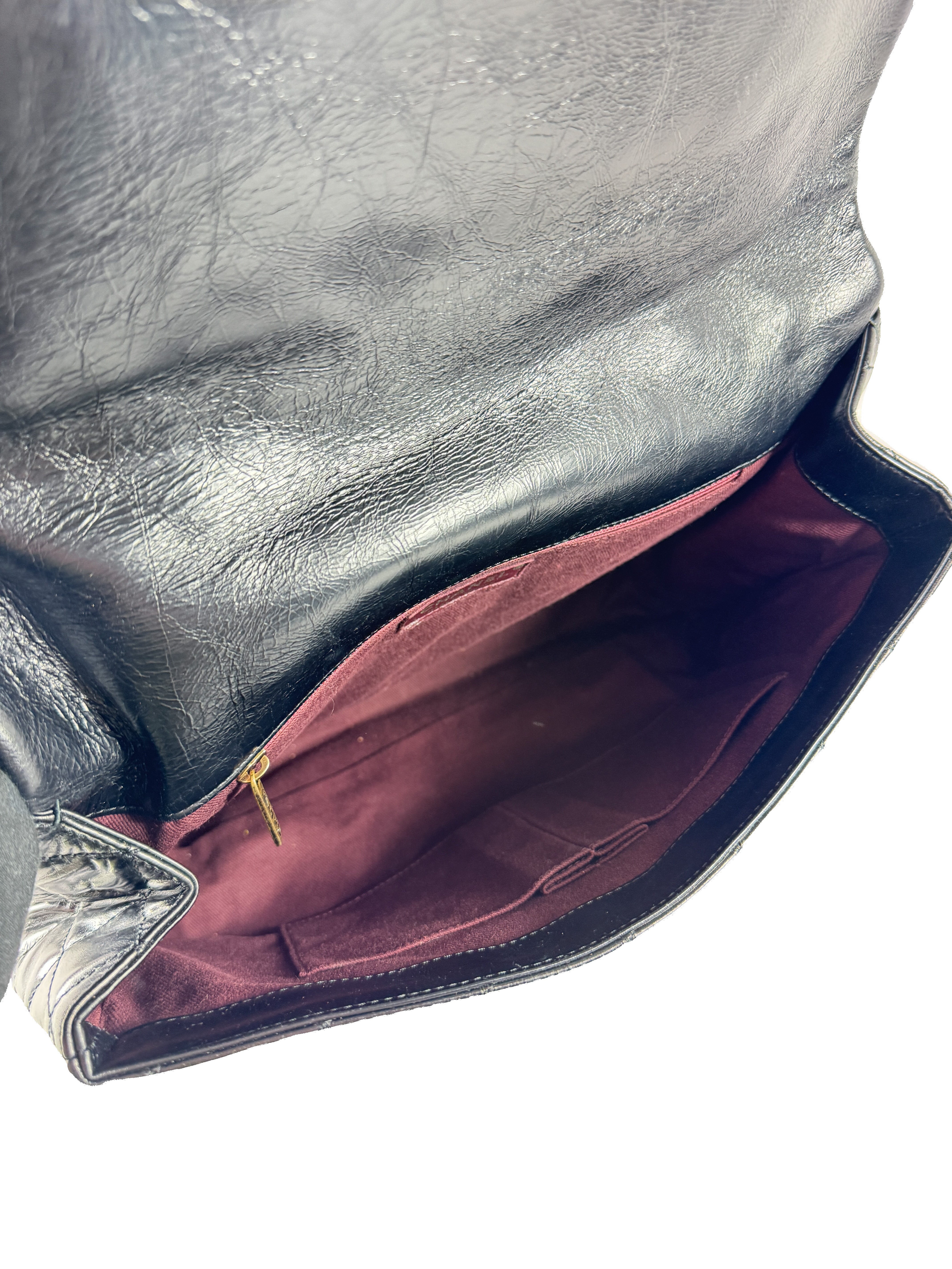 Chanel black/burgundy leather medium Castle Rock flap bag 23207144