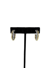 David Yurman sterling silver 14k gold cable crossover hoop earrings