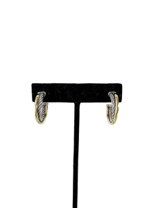 David Yurman sterling silver 14k gold cable crossover hoop earrings