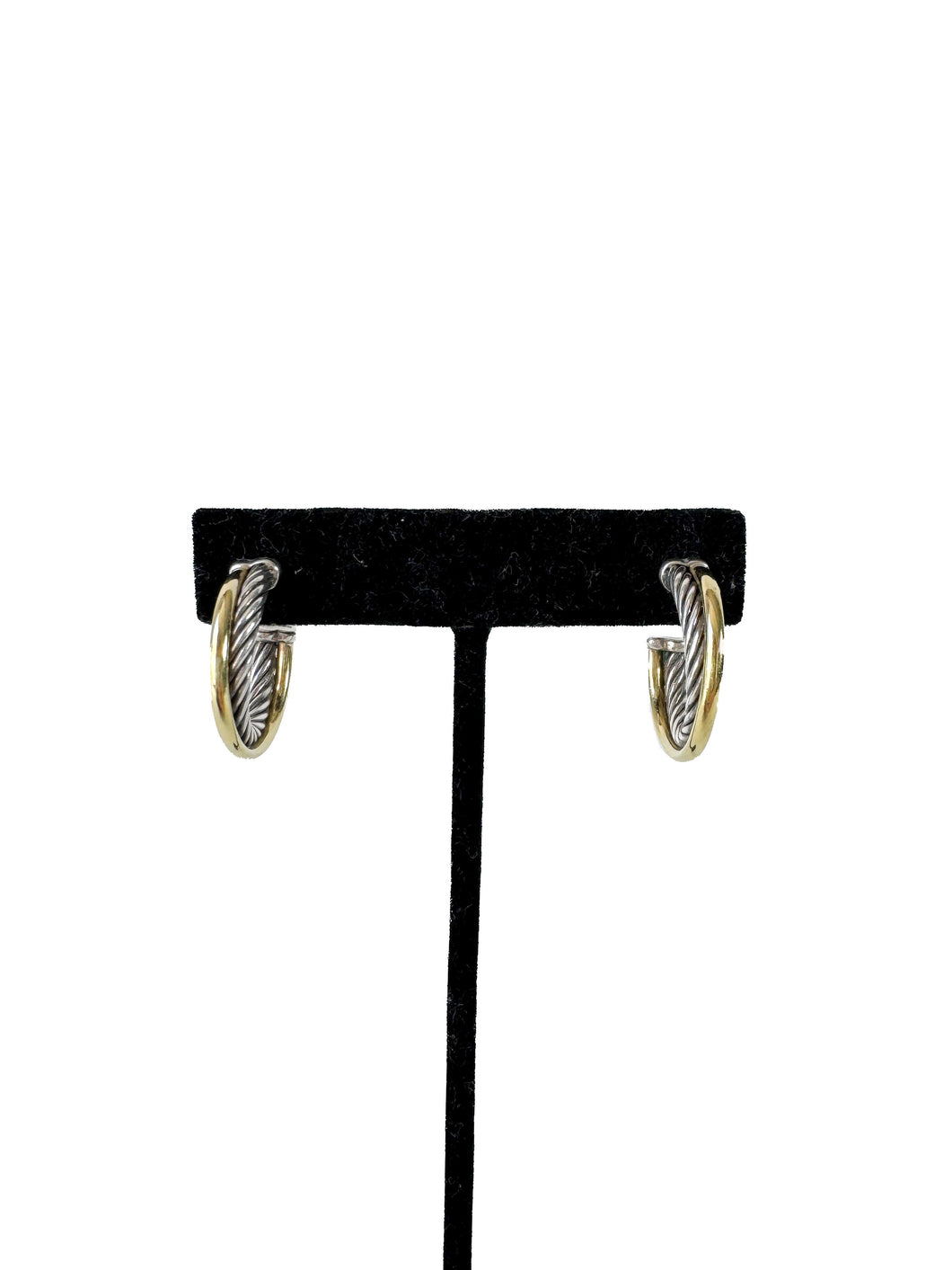 David Yurman sterling silver 14k gold cable crossover hoop earrings