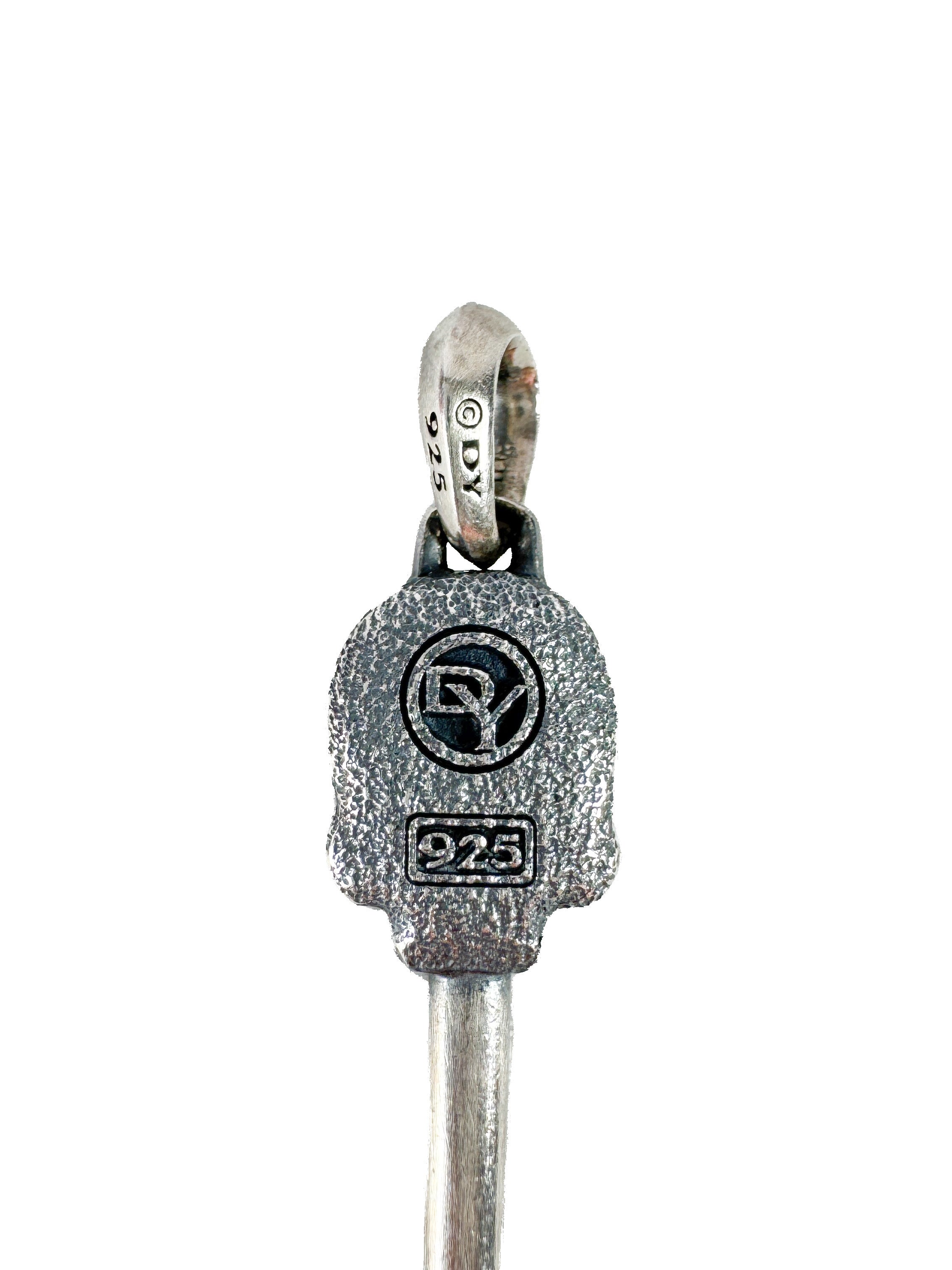 David Yurman sterling silver, black diamonds Momento Mori skull Amulet