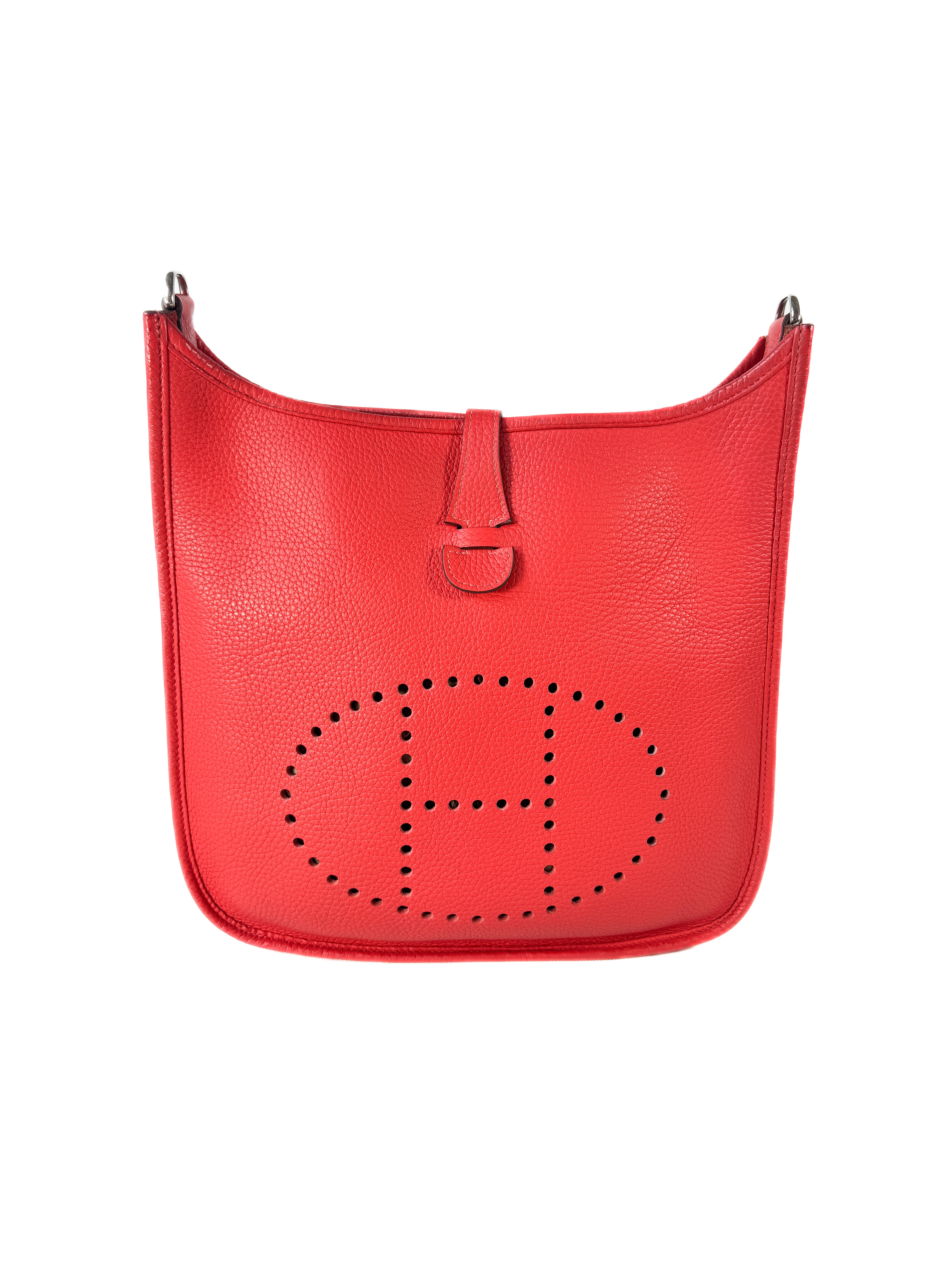 Hermès red leather Evelyne PM (T)