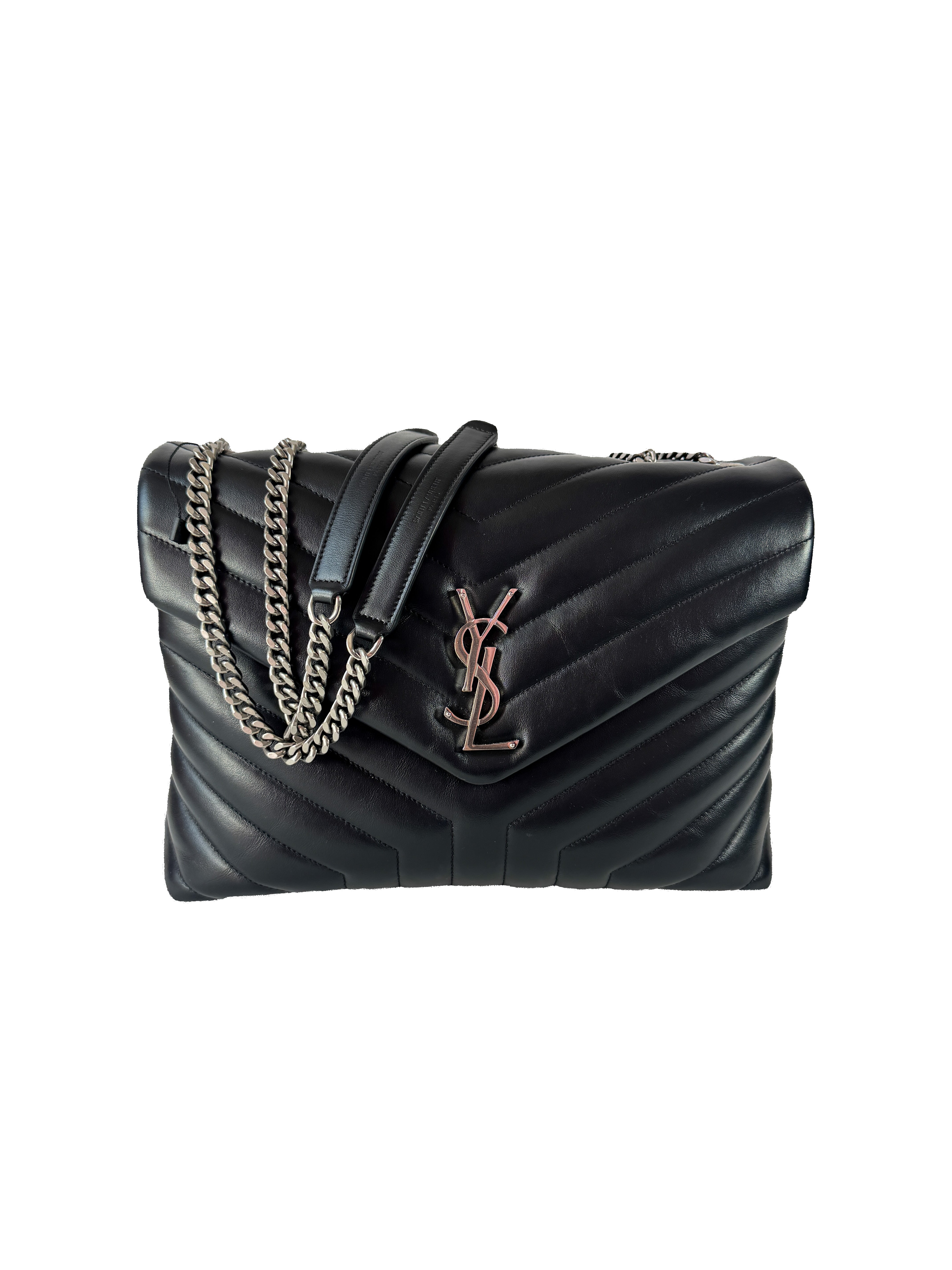Saint Laurent Medium LouLou Black Matelasse Shoulder Bag AIM374946-0721