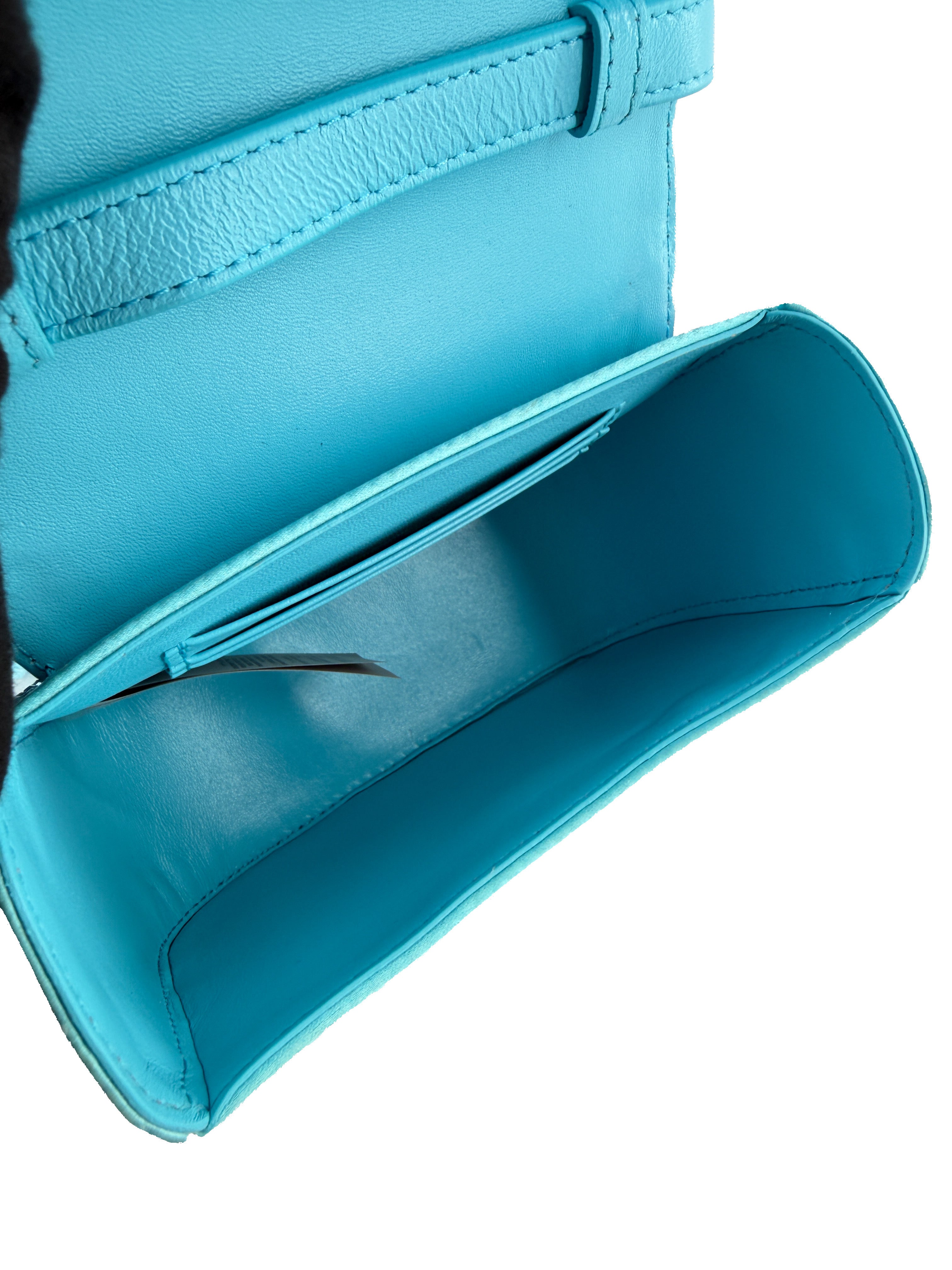 Versace satin crystal studded mini La Medusa bag blue/pink