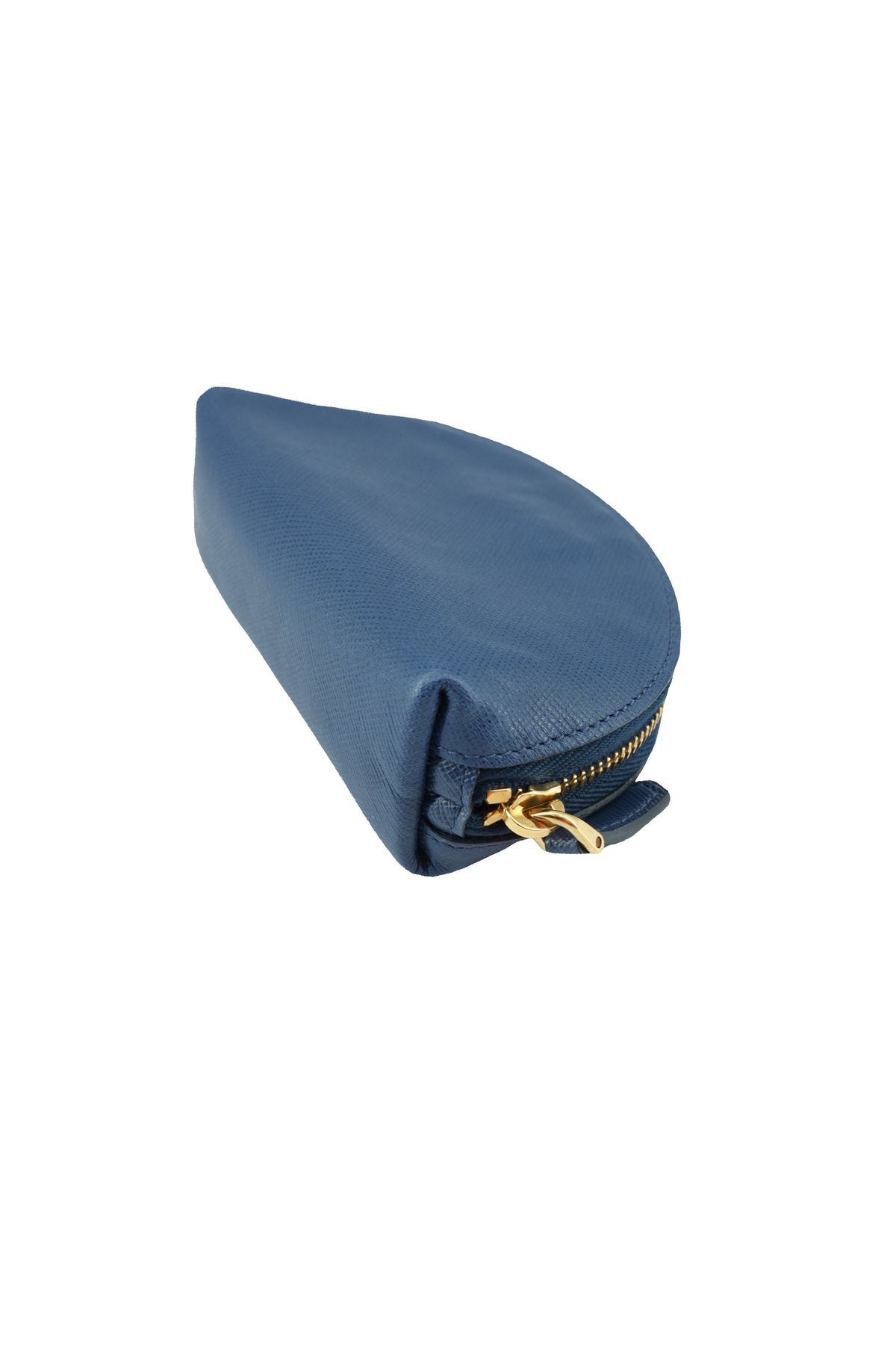 Prada navy blue saffiano leather keychain pouch