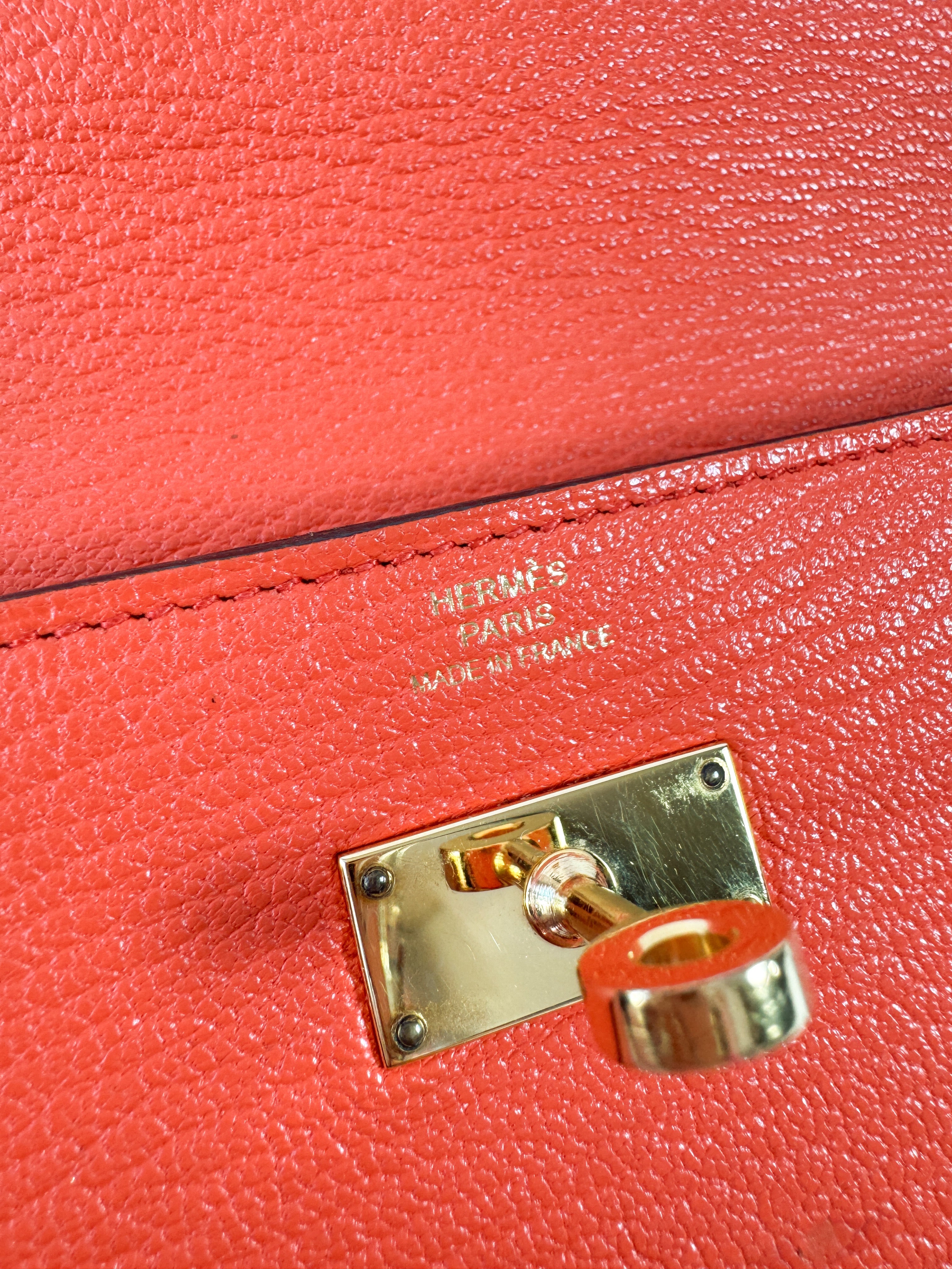 Hermès Kelly orange leather longue mysore wallet A stamp
