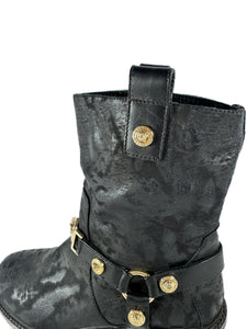 Versace distressed leather Medusa head moto boots size 38