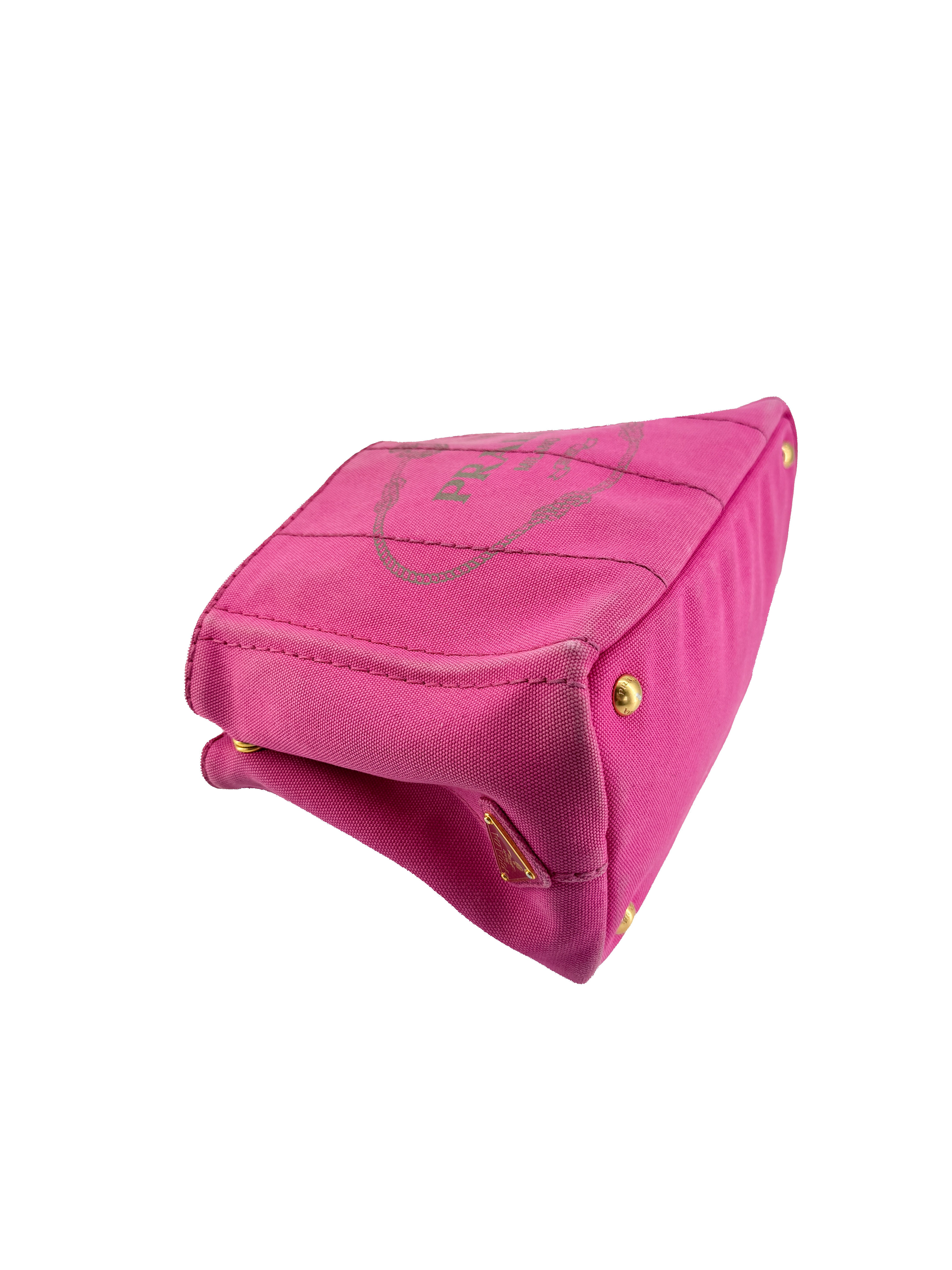 Prada pink canvas Canapa tote 158 B