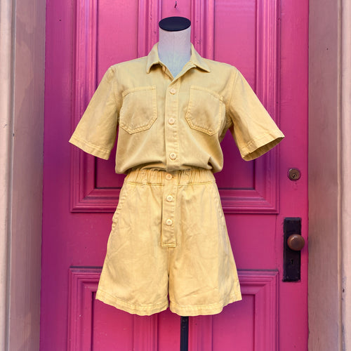 MOTHER yellow the springy short romper size S NWT retail $395