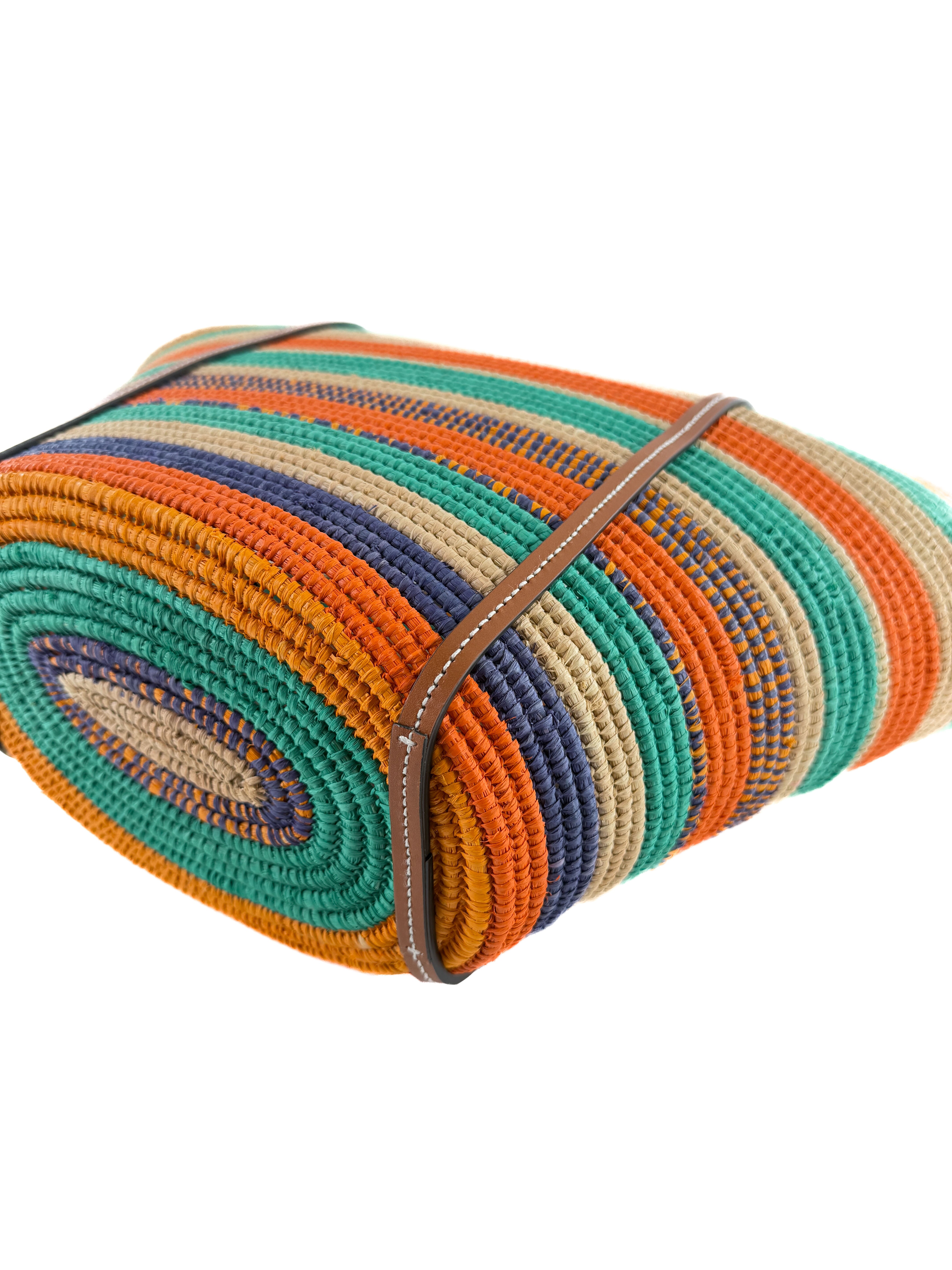 Gucci green, orange raffia interlocking G Blondie tote 746009 525040