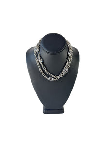 David Yurman sterling silver, clear quartz, black diamond Figaro necklace