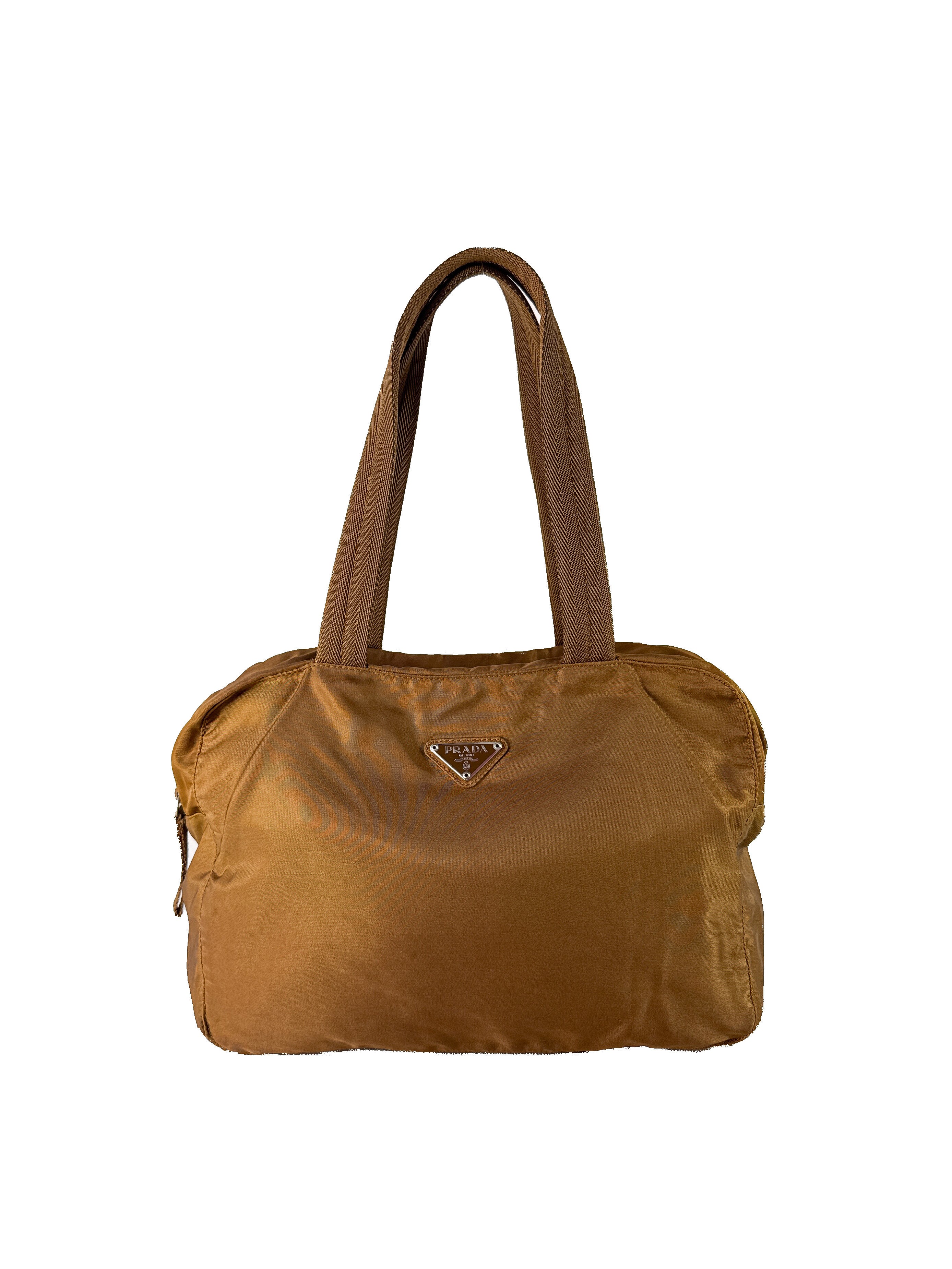 Prada golden brown vintage nylon tote