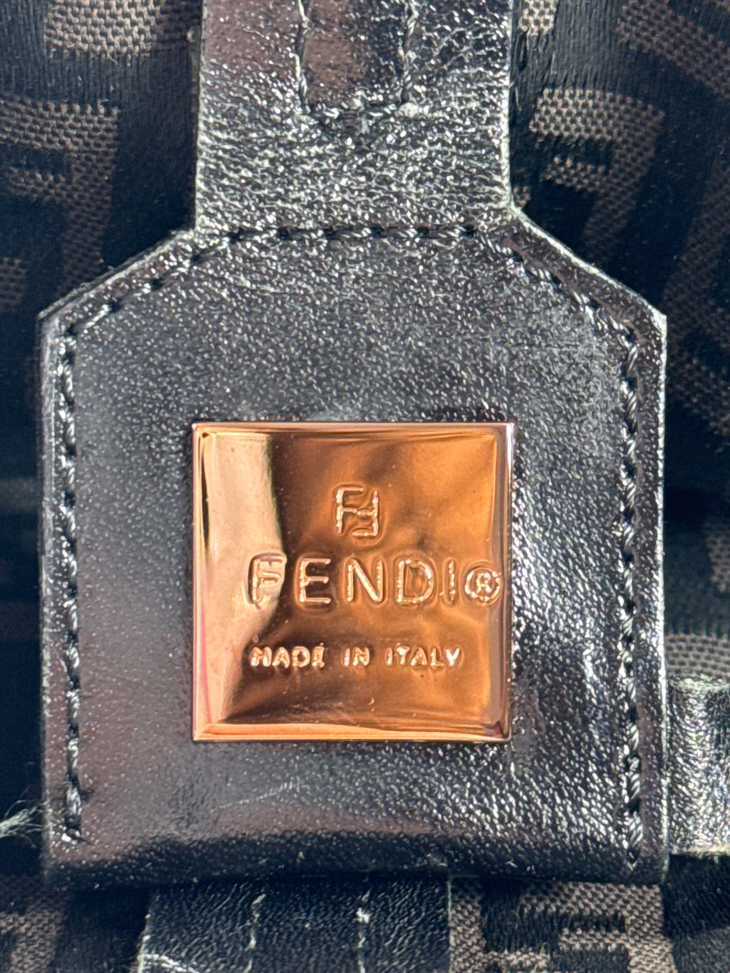 Fendi brown black Zucchino nylon canvas tote