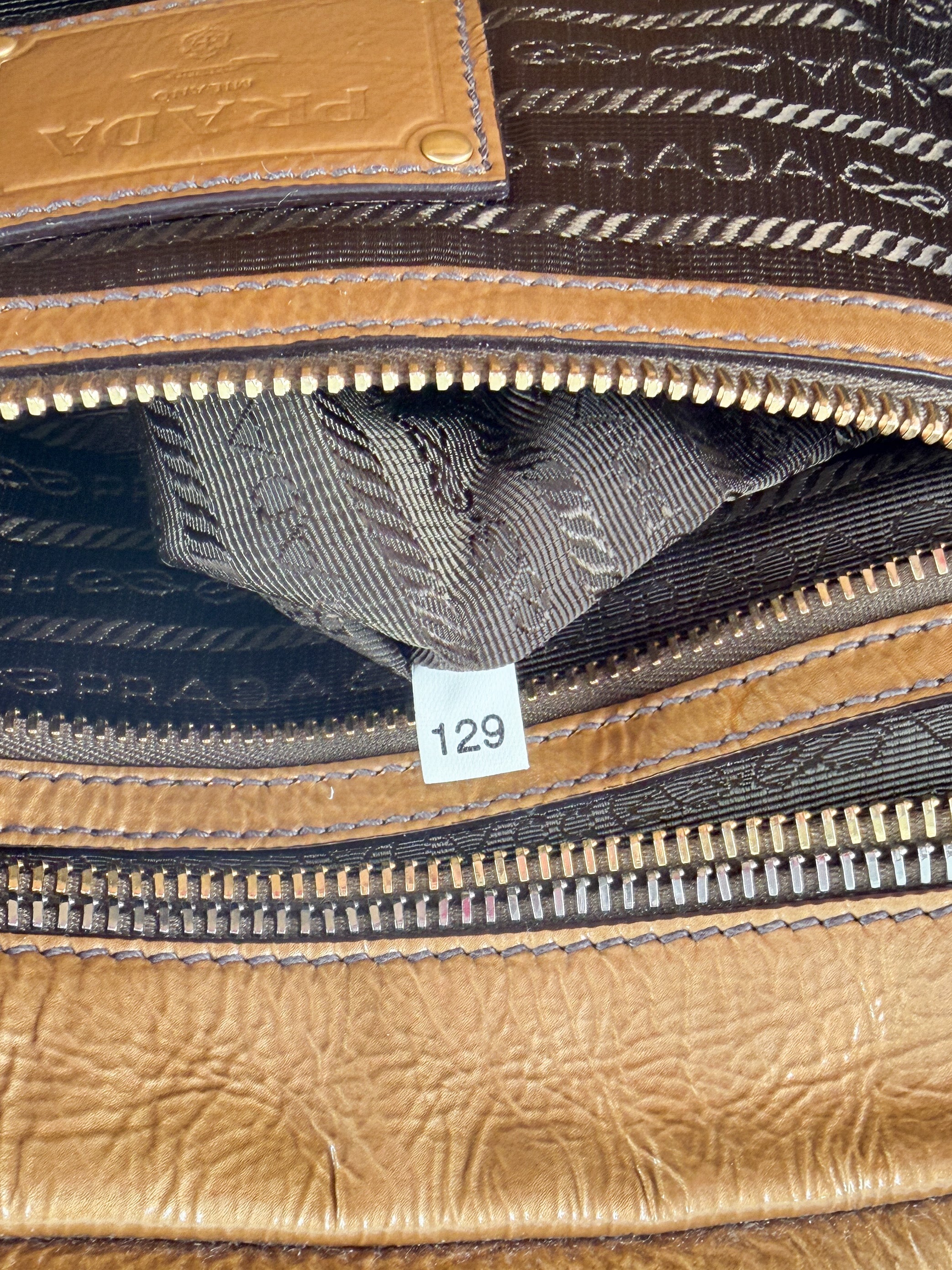 Prada brown Vernice sfumato handle bag 129