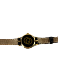 Gucci black/gold embossed leather vintage watch 2000L