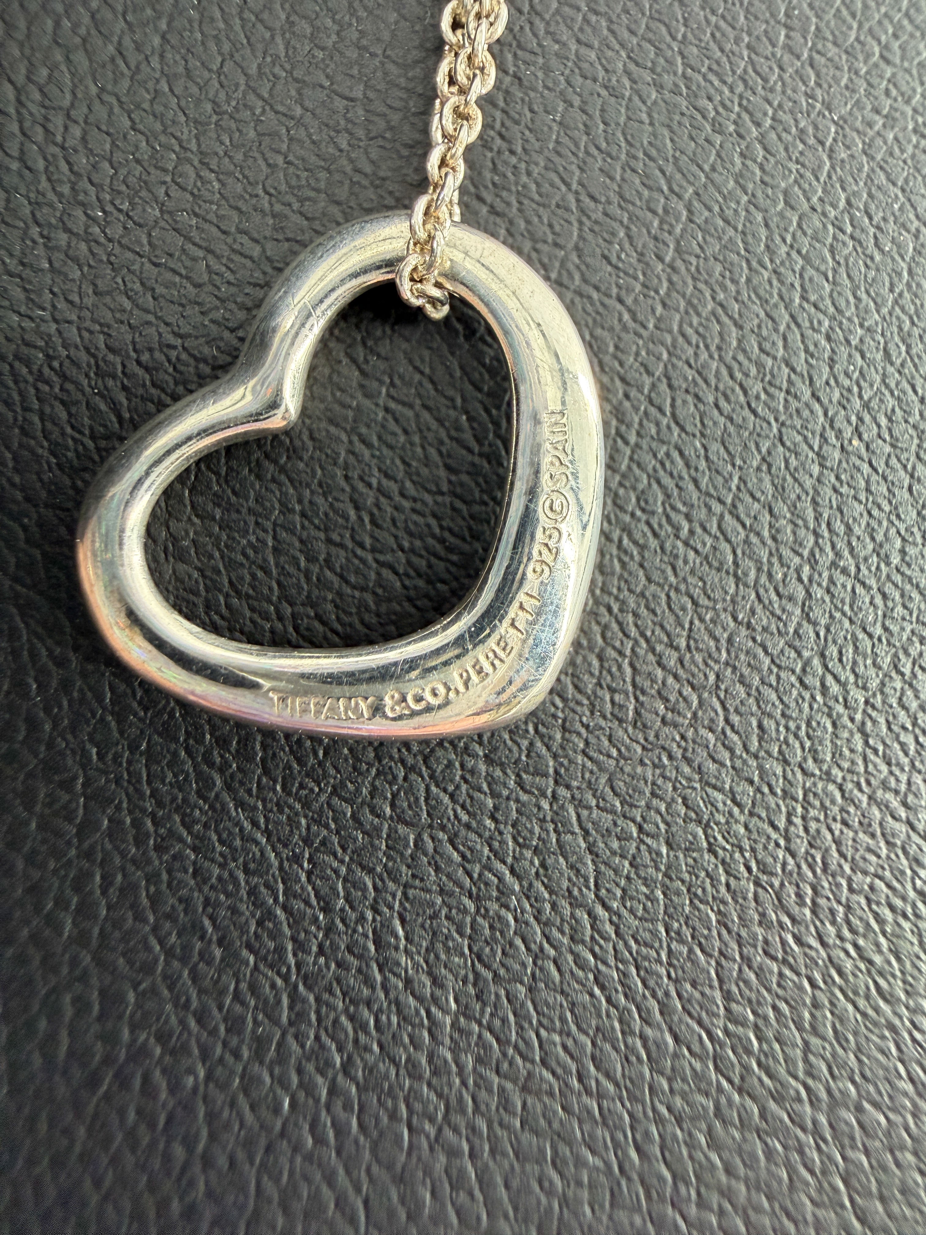 Tiffany & Co Elsa Peretti sterling silver open heart necklace