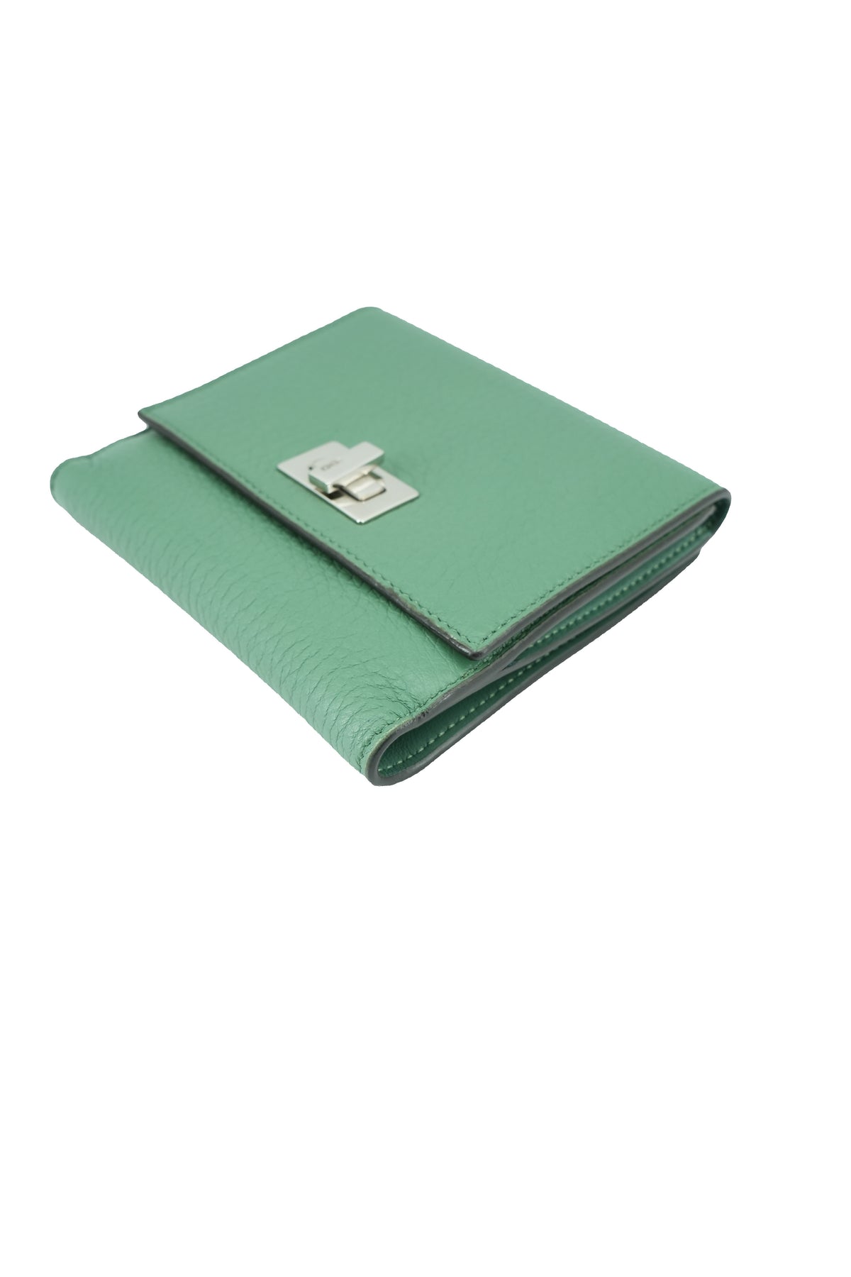 Fendi Selleria green leather compact Peekaboo wallet  1855