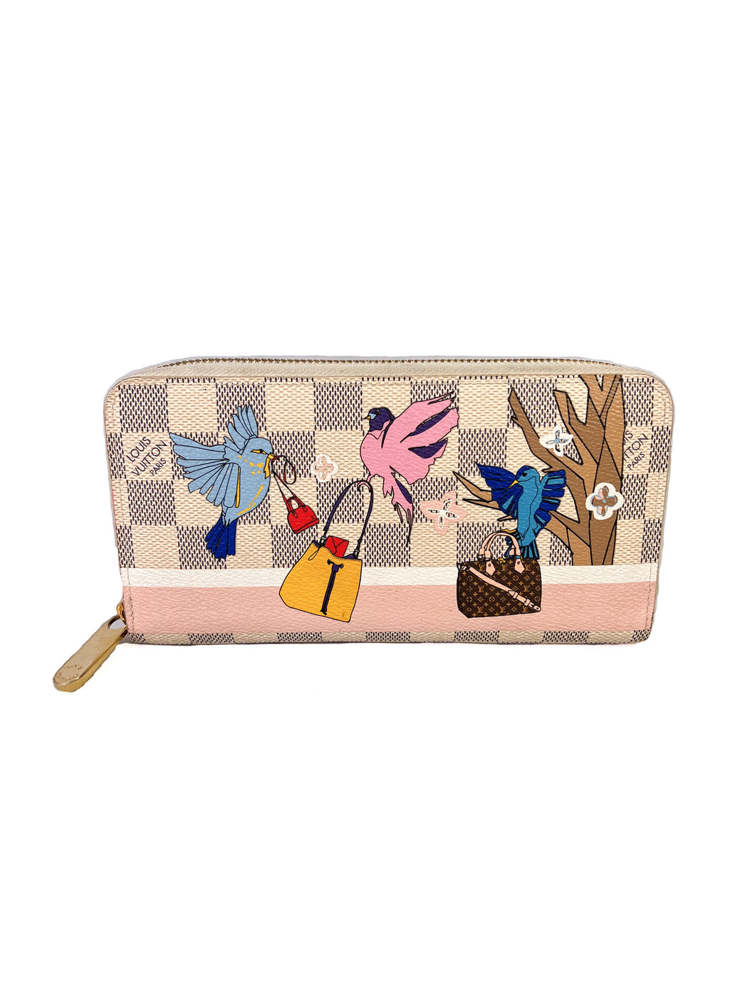 Louis Vuitton damier azur playful birds zippy wallet GI3168