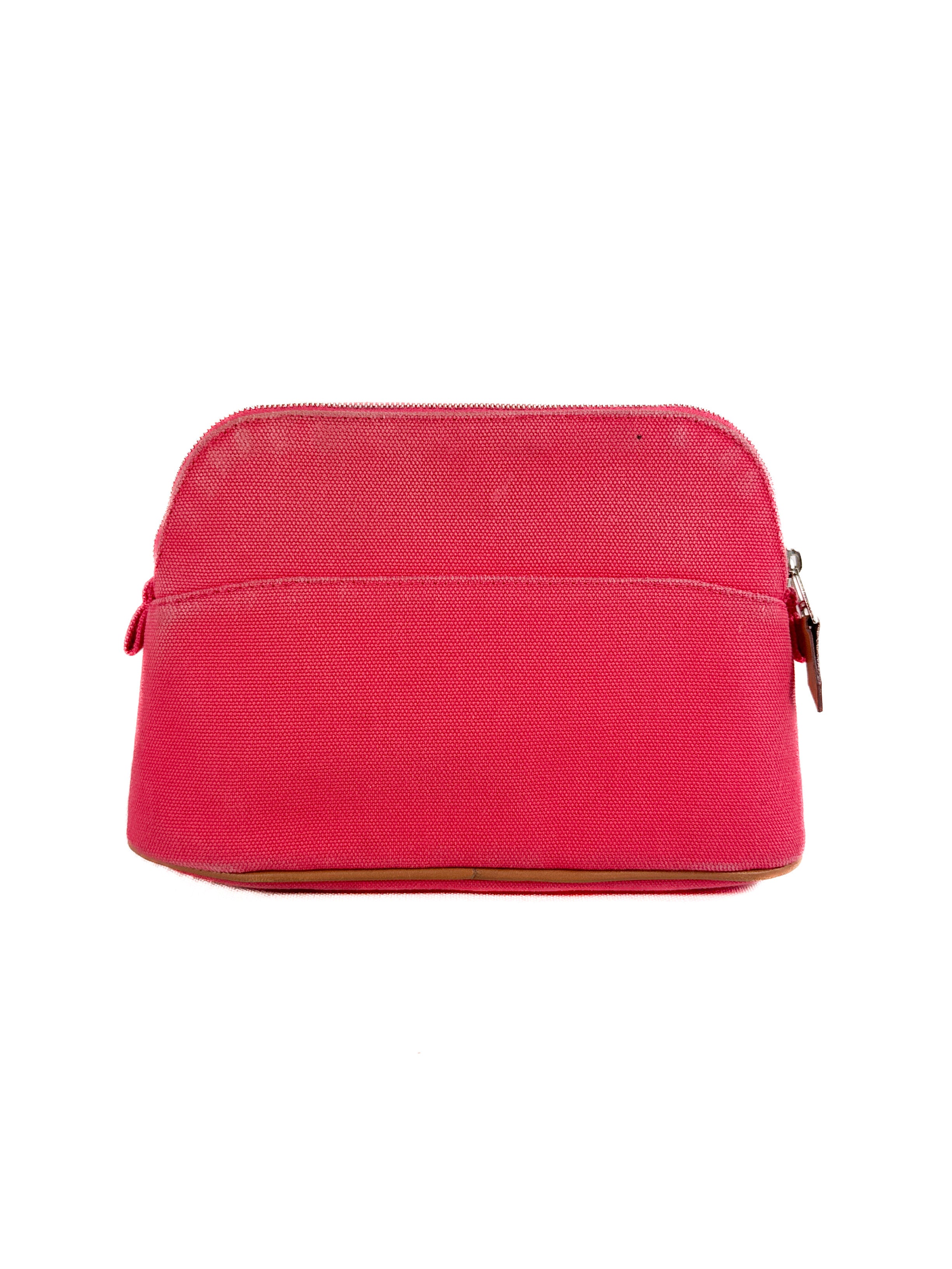 Hermès bright pink cotton Bolide zip pouch
