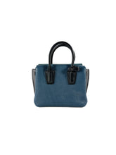 MCM teal, blue, black, gray leather mini Milla tote