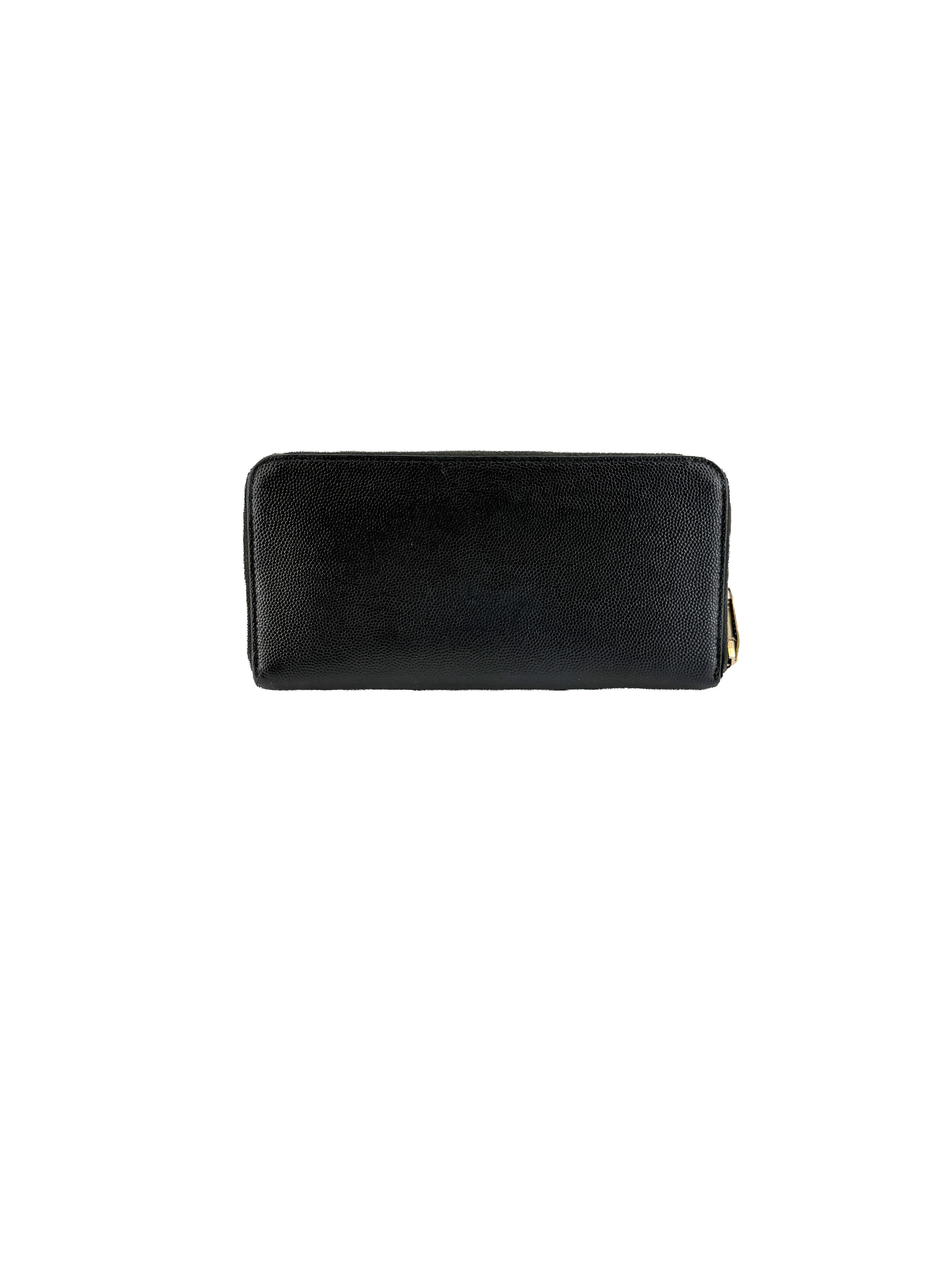 Saint Laurent black star motif leather zip around wallet HPP447985076