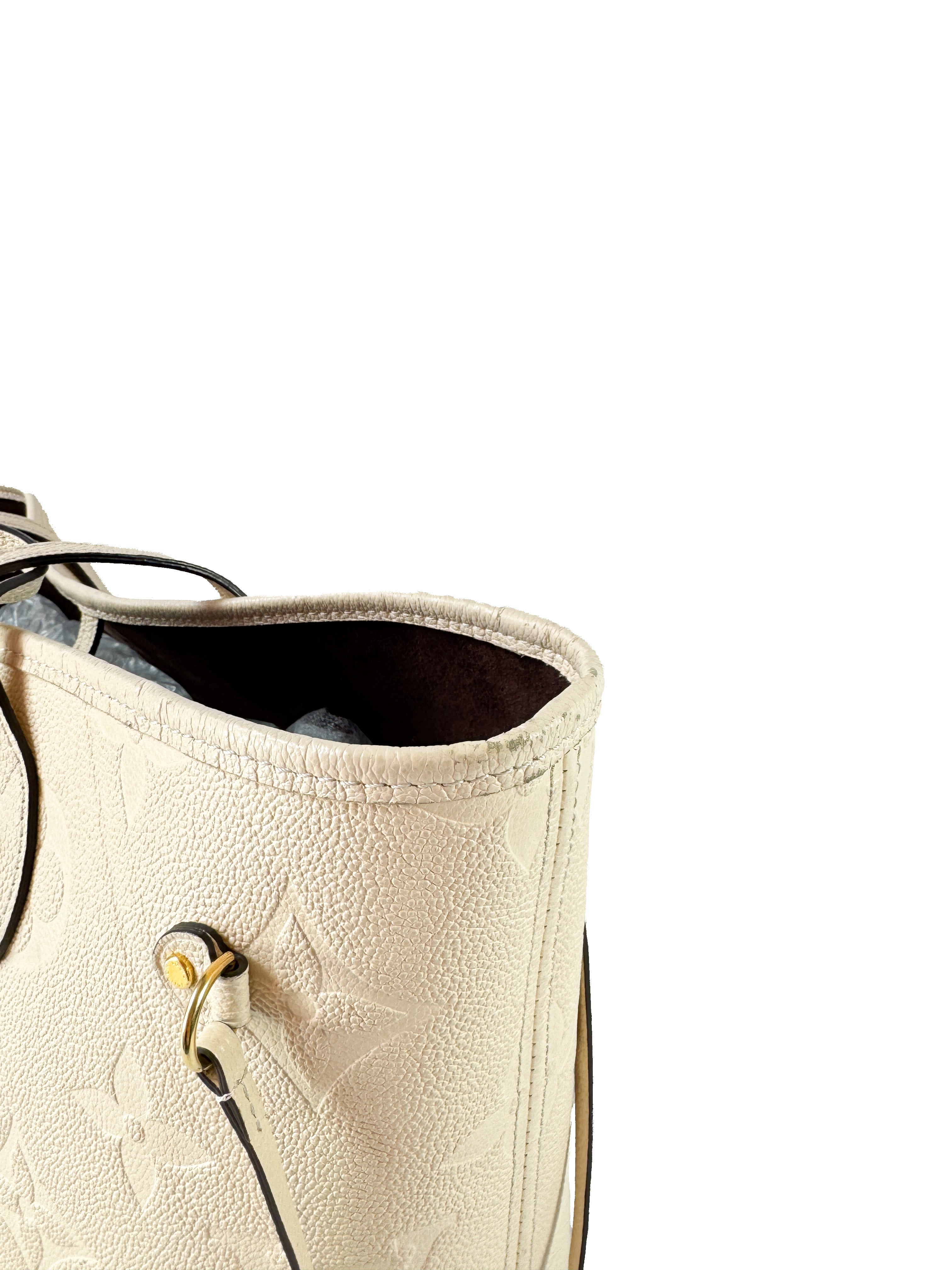 Louis Vuitton cream giant monogram empreinte Neverfull MM (NFC)
