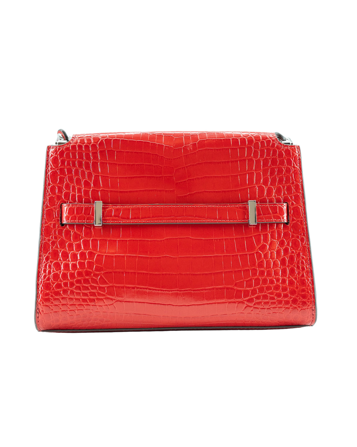 Tory Burch red croc embossed Lee Radziwill shoulder bag