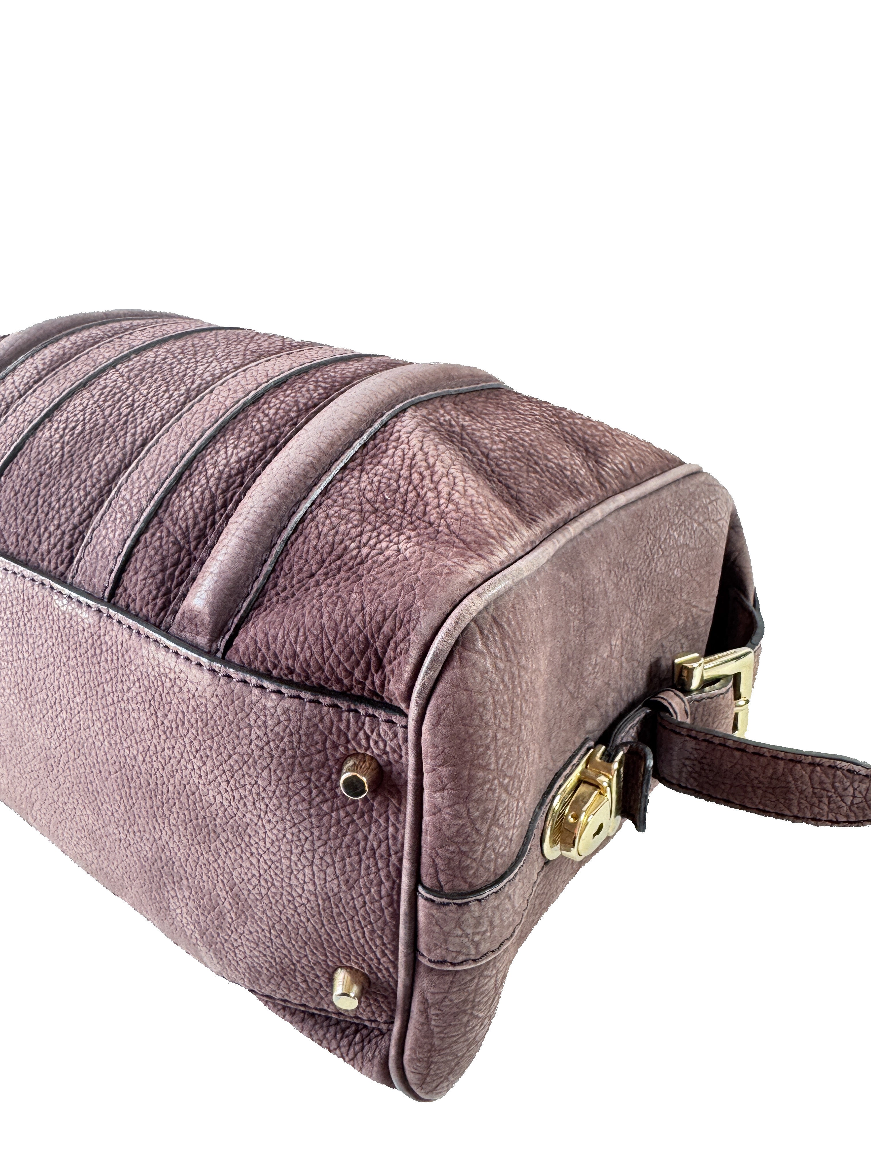 Burberry plum nubuck suede medium Nevinson bowling bag (no strap)