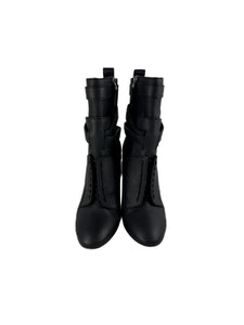 Fendi black leather heeled Diana boots size 39