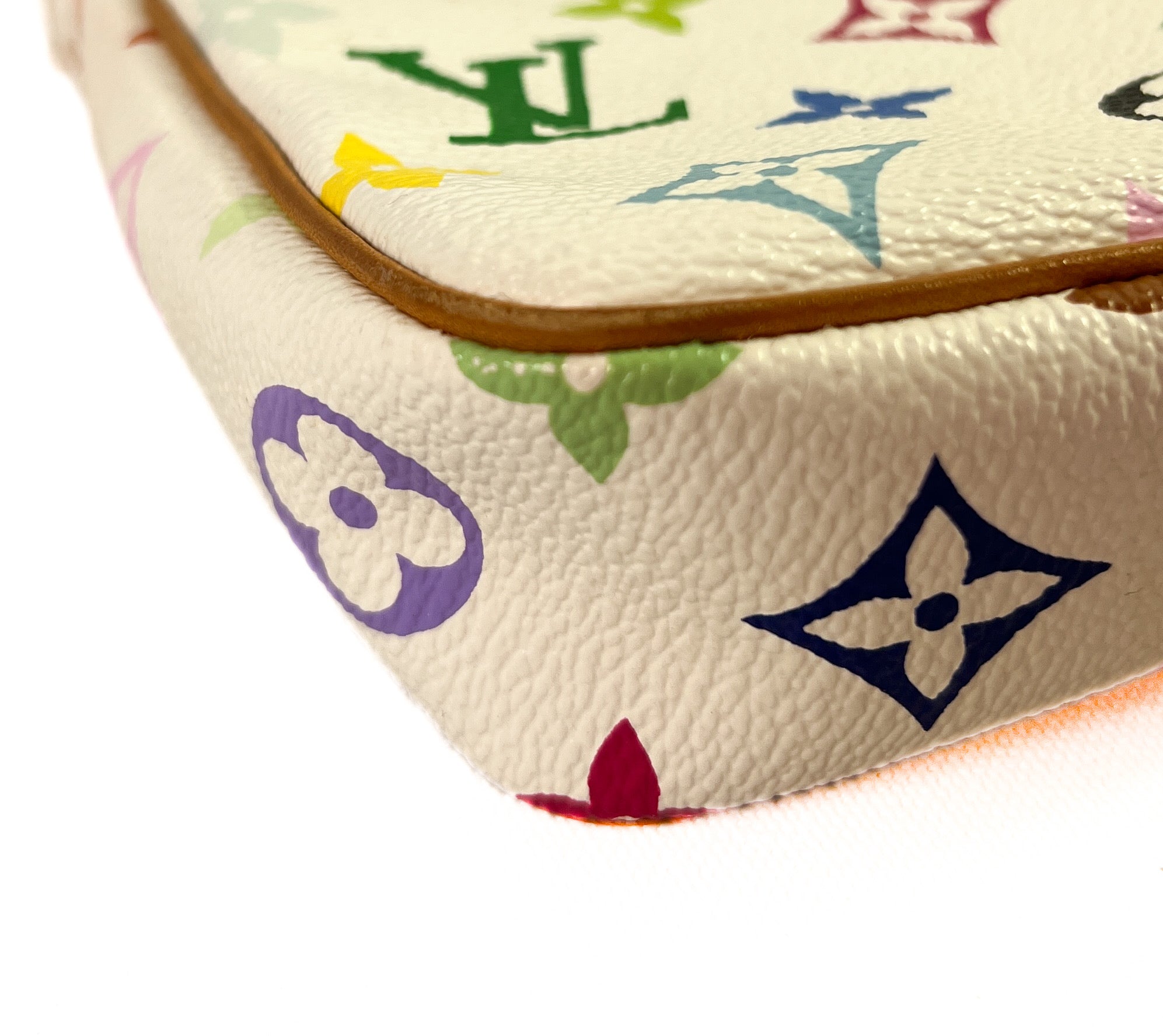 Louis Vuitton x Takashi Murakami white multi color pochette