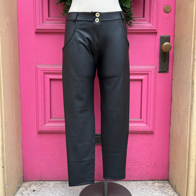 Freddy black faux leather pants size XL