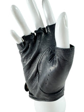 Chanel black leather fingerless chain gloves size 7