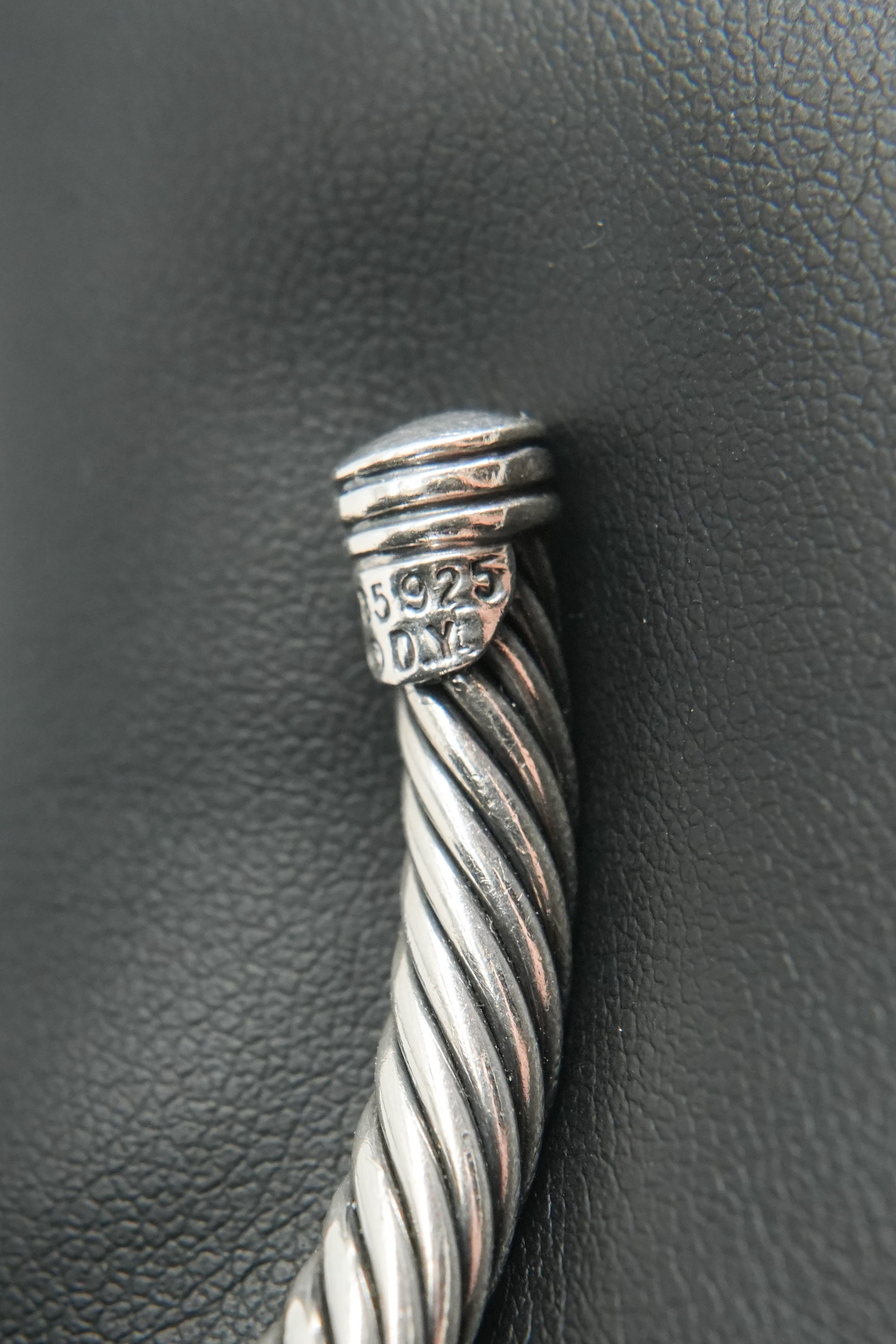 David Yurman sterling silver, yellow gold, blue sapphire cuff bracelet