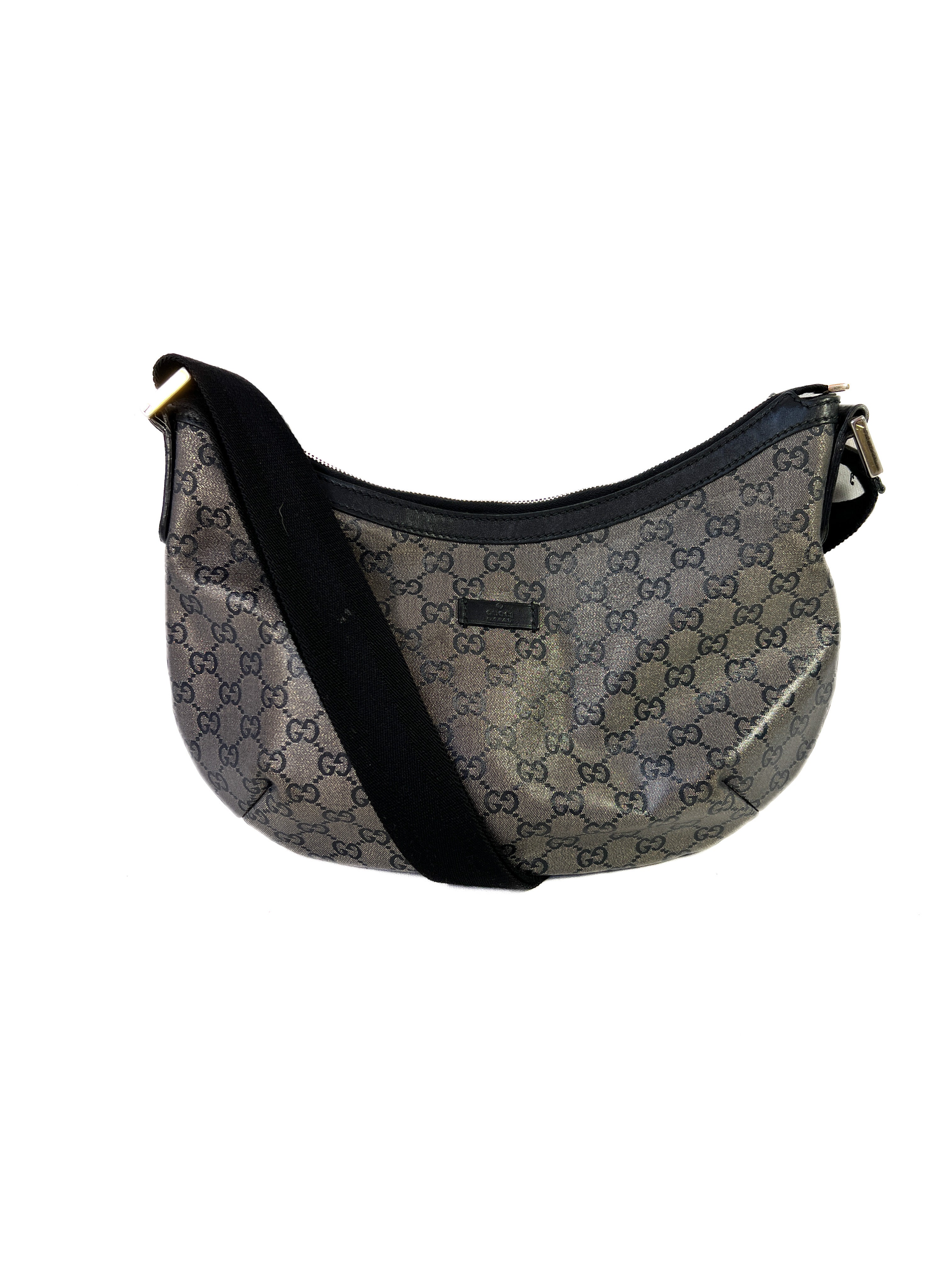 Gucci black and gold GG crossbody
