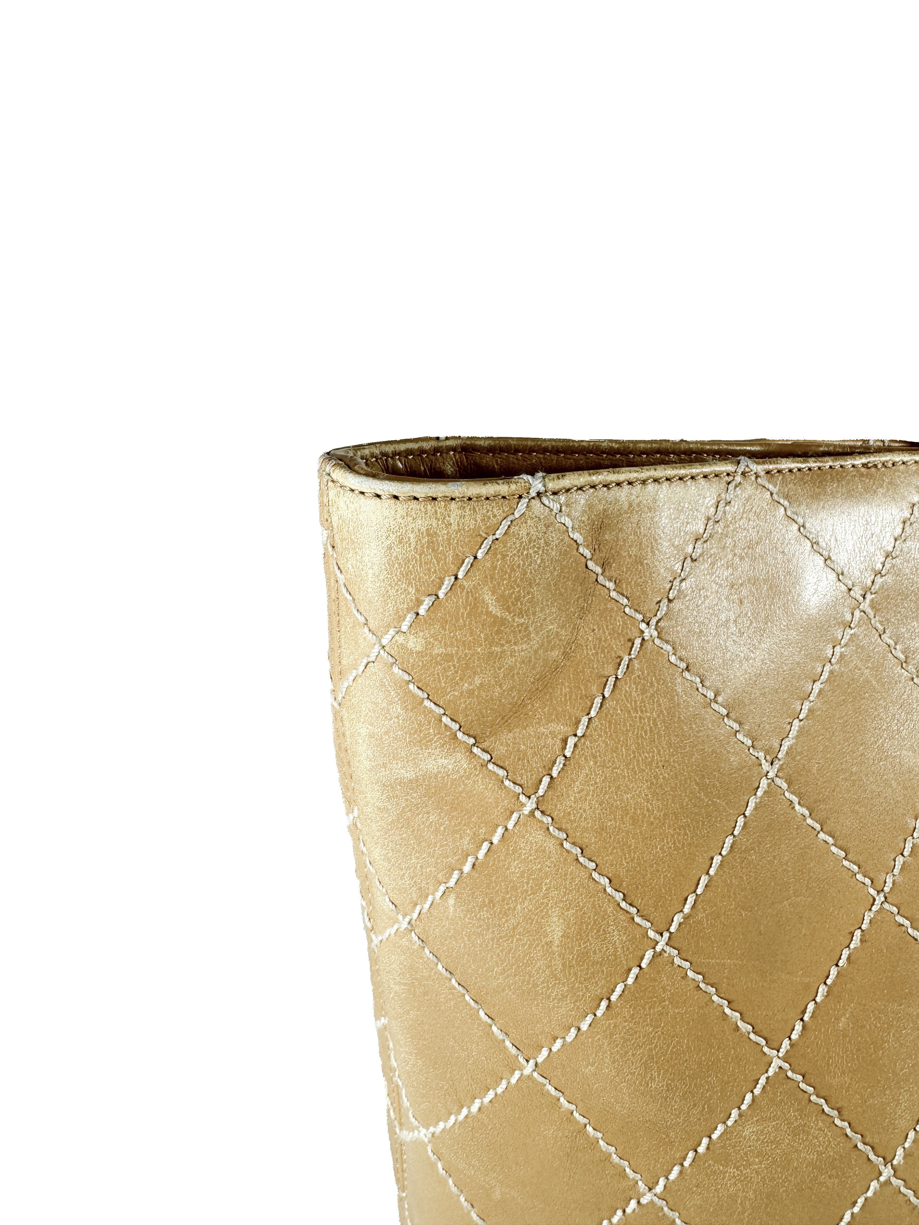 Chanel brown leather wild stitch Surpique Tote Beige 7531480