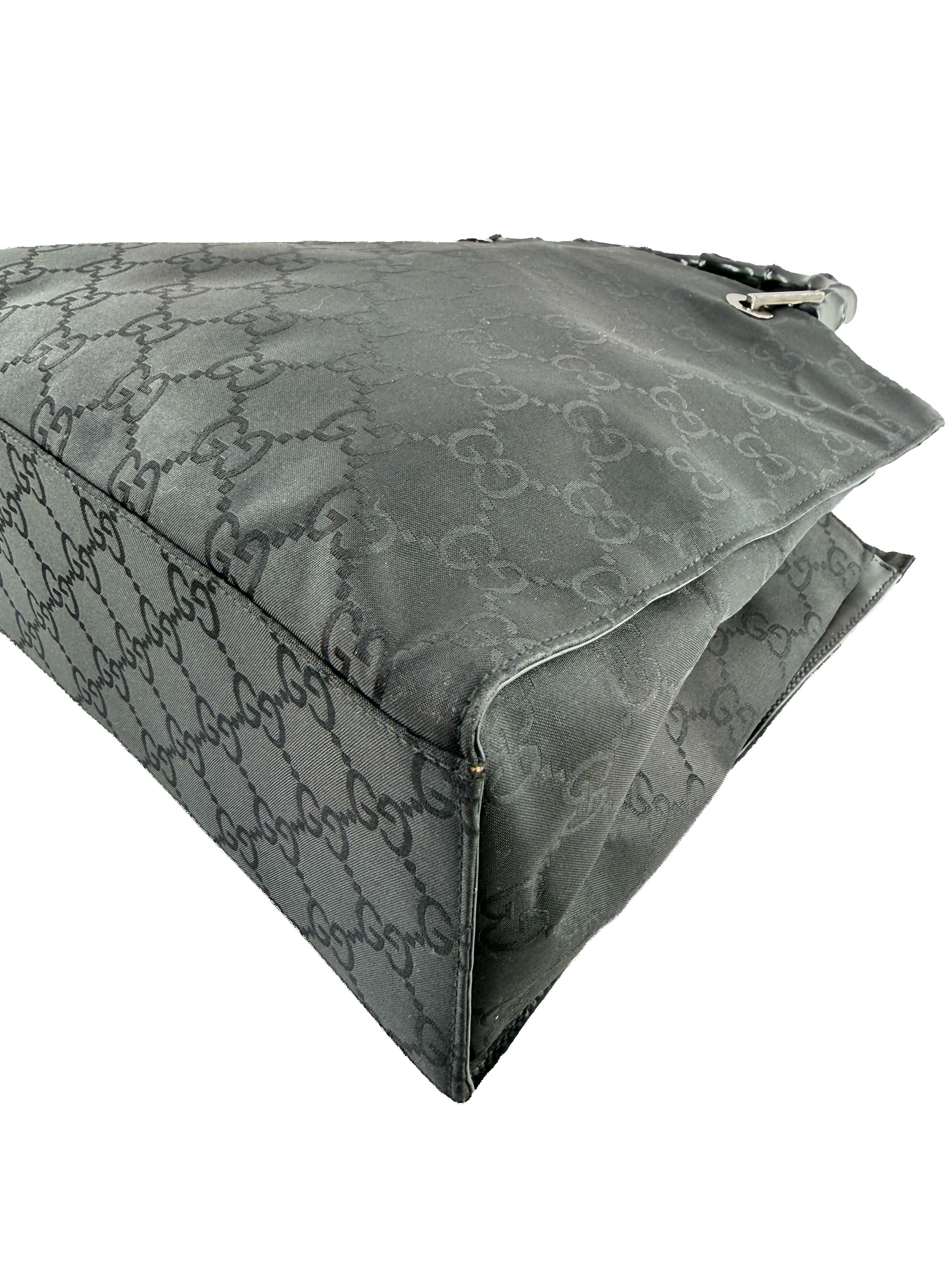 Gucci black GG bamboo handle tote 002.1010002122